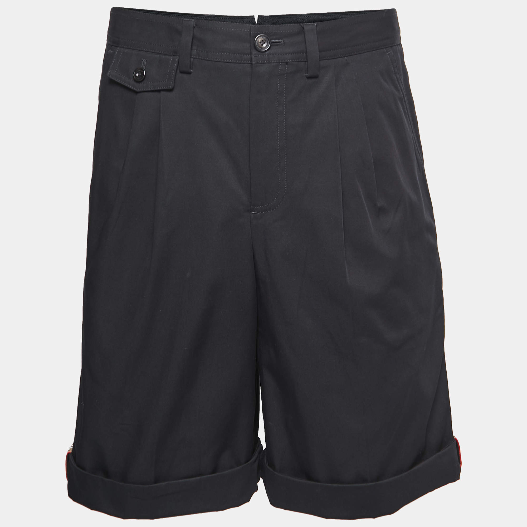 Burberry Black Cotton Stripe Detail Dan Shorts M