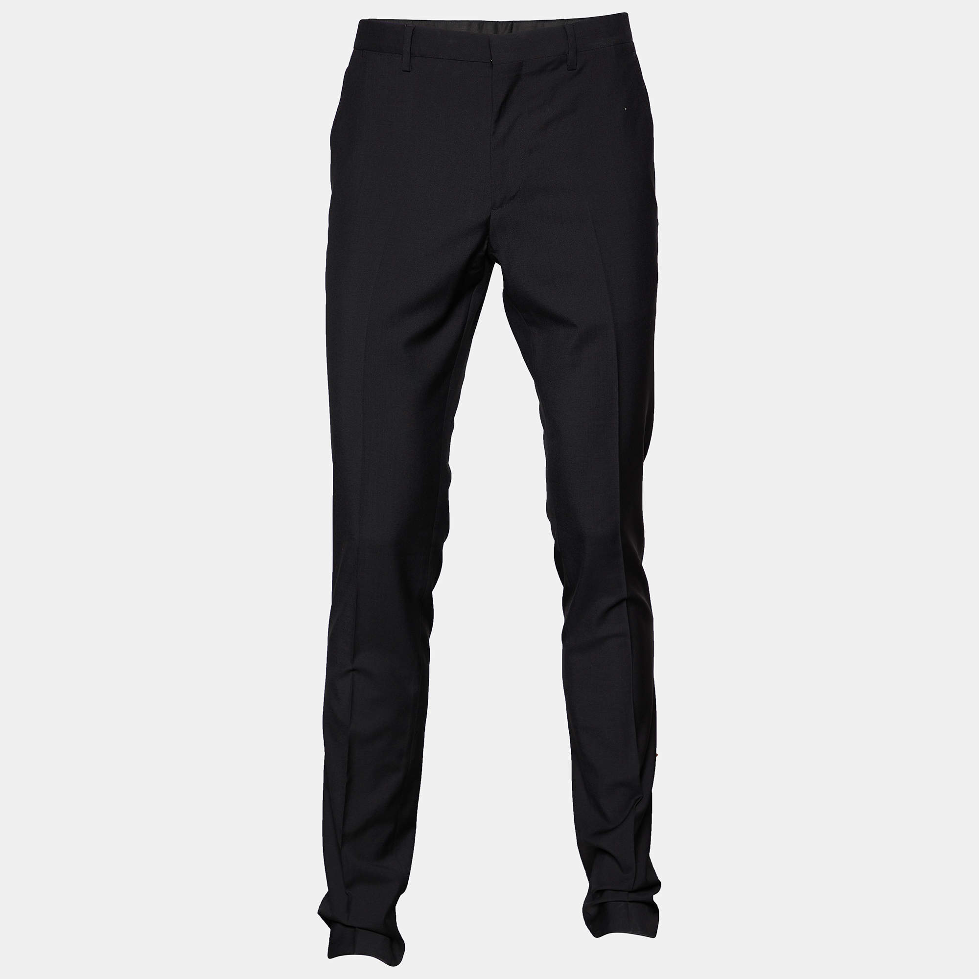 Burberry  Black Wool Tapered Leg Pants M