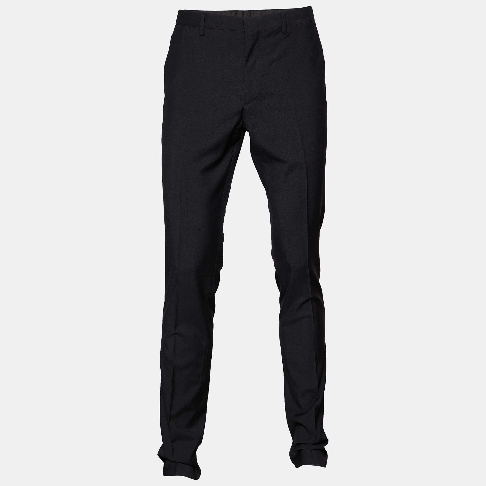 Pre Owned Burberry Black Wool Tapered Leg Pants M