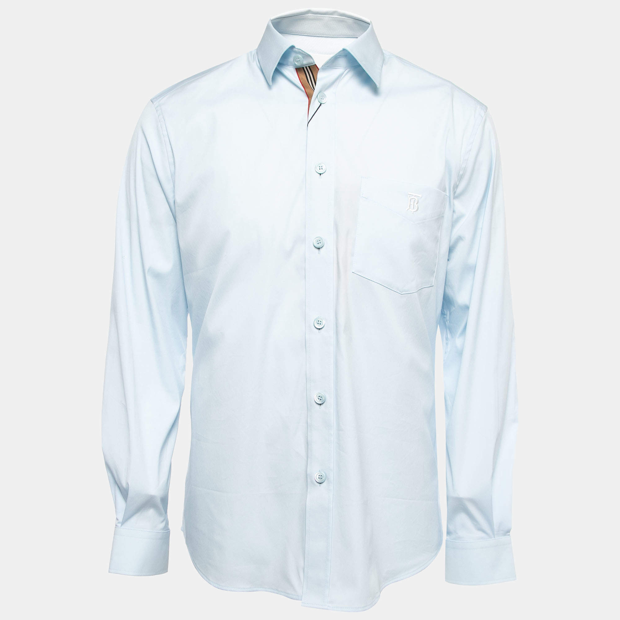 Burberry shirt light blue best sale