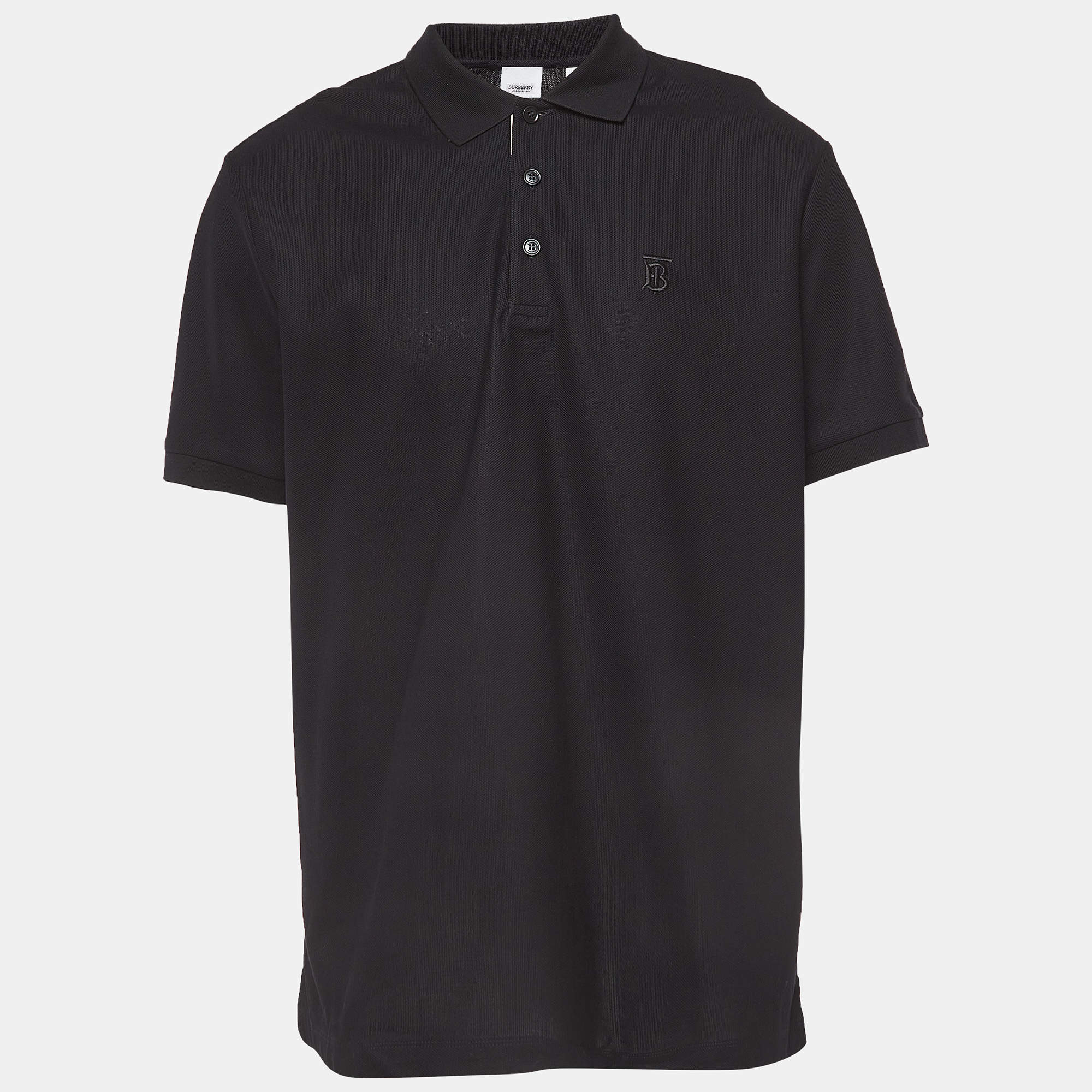Pre Owned Burberry Black Cotton Short Sleeve Polo T-Shirt XXL