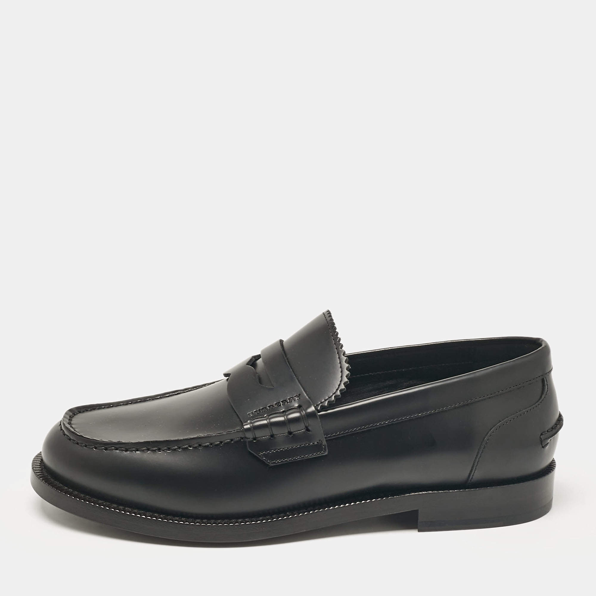 Burberry Black Leather Bedmont Loafers Size 39.5