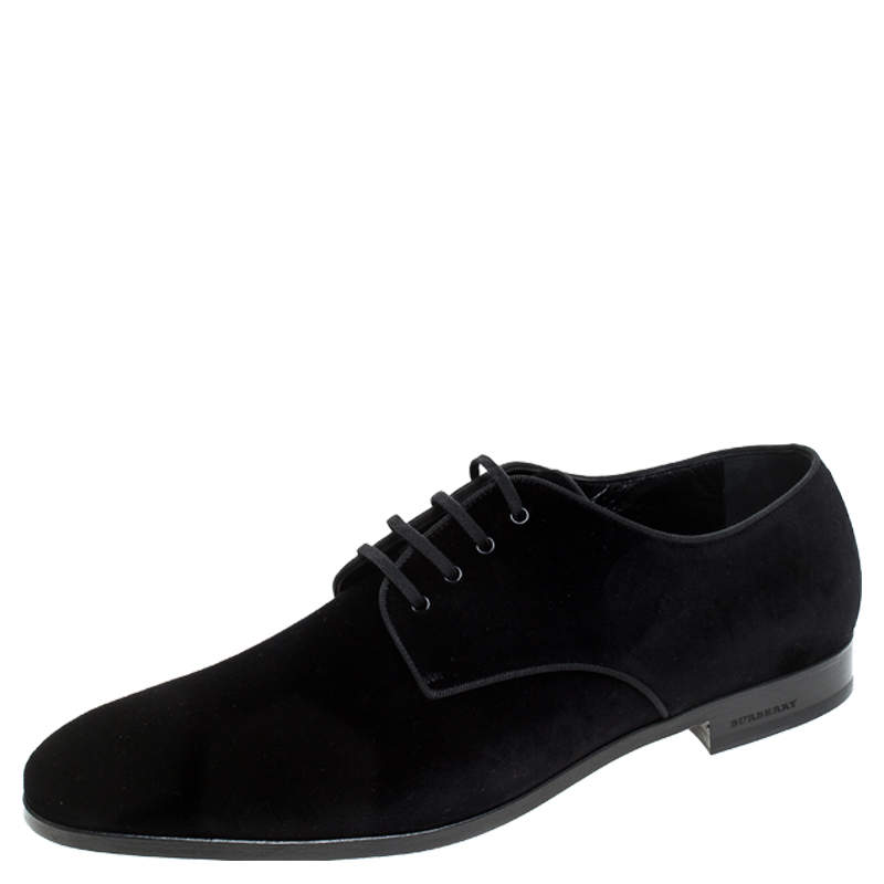 Pre Owned Burberry Black Velvet Menning Derby Size 45