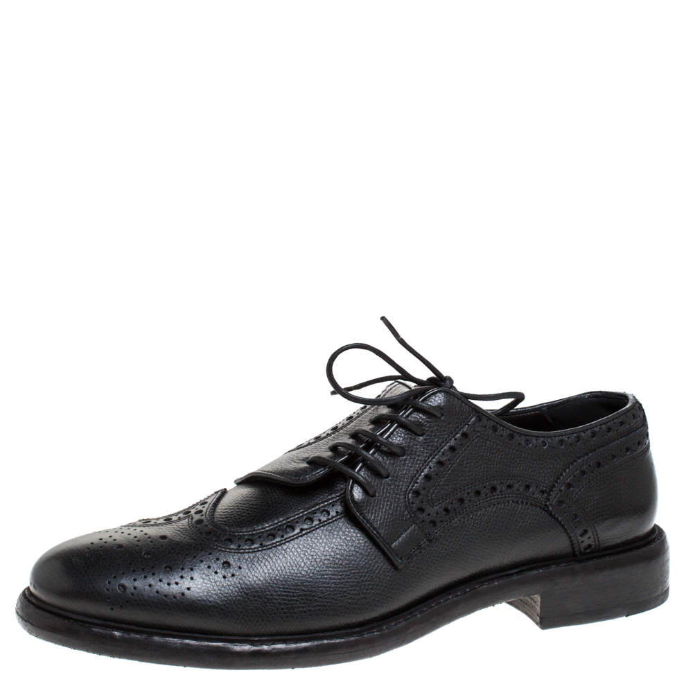 Pre Owned Burberry Black Brogue Leather Rayford Derby Size 43