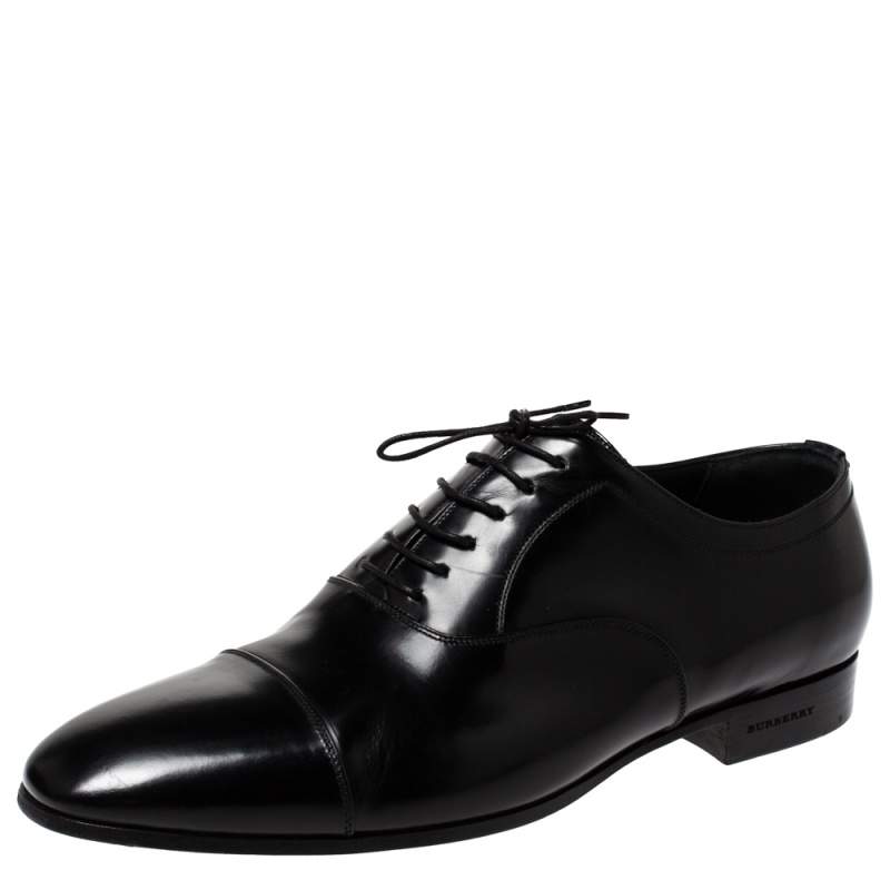 مملوكة مسبقًا Burberry Black Leather Millstead Lace Up Oxfords Size 43