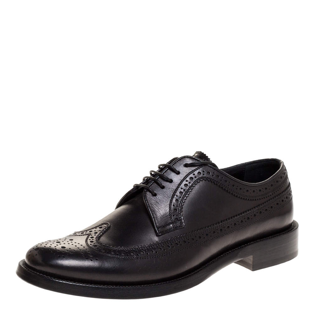 Burberry Black Brogue Leather Aleighton Lace Up Derby Size 40.5