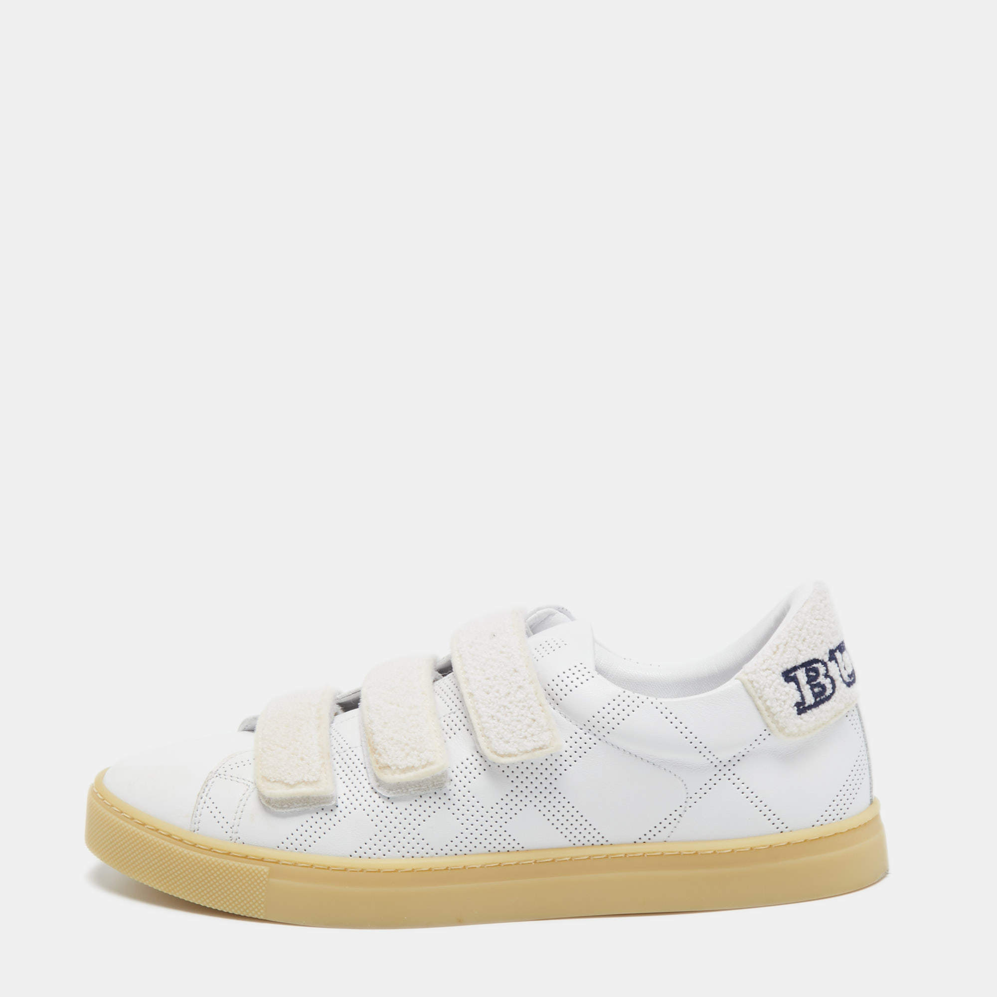 Pre Owned Burberry White Leather Perforated Leather Bert Low Top Sneakers Size 40