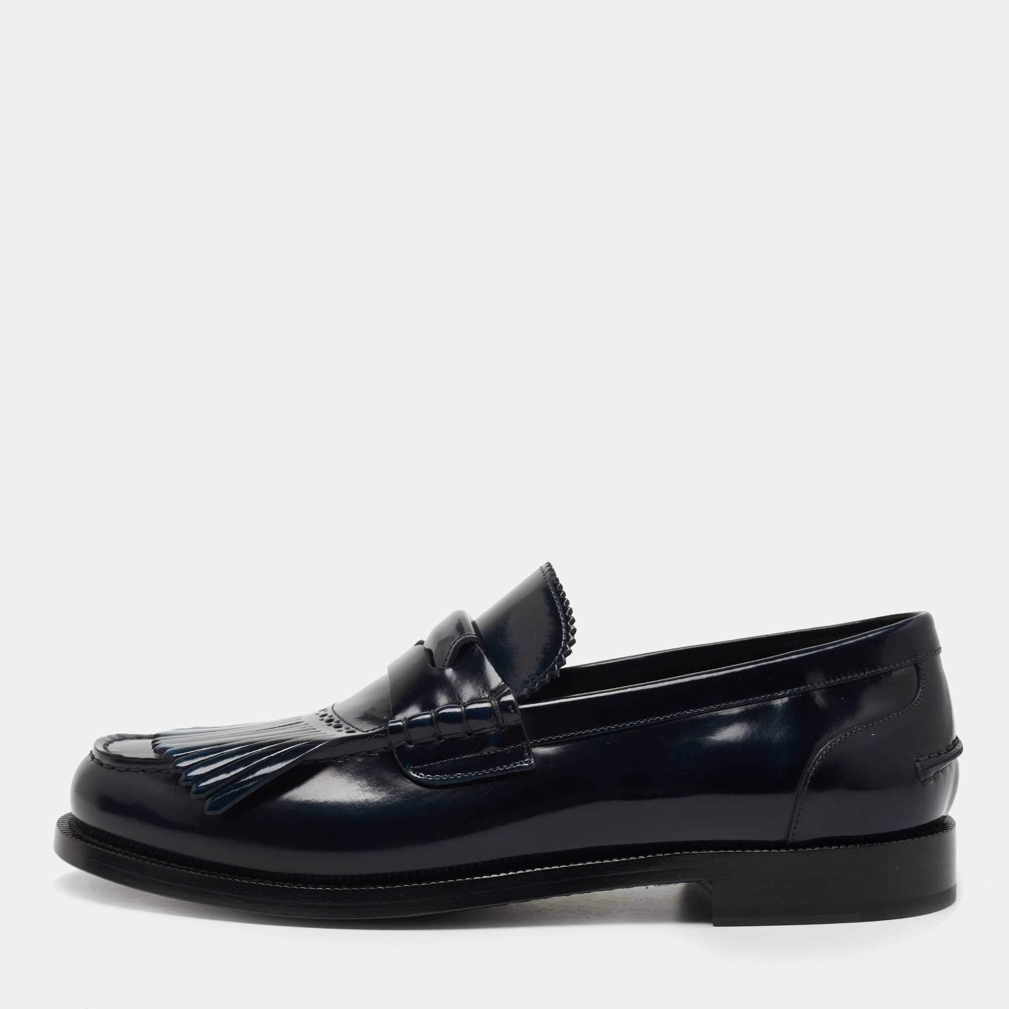 Burberry Two Tone Leather Bedmoore Fringe Loafers Size 44