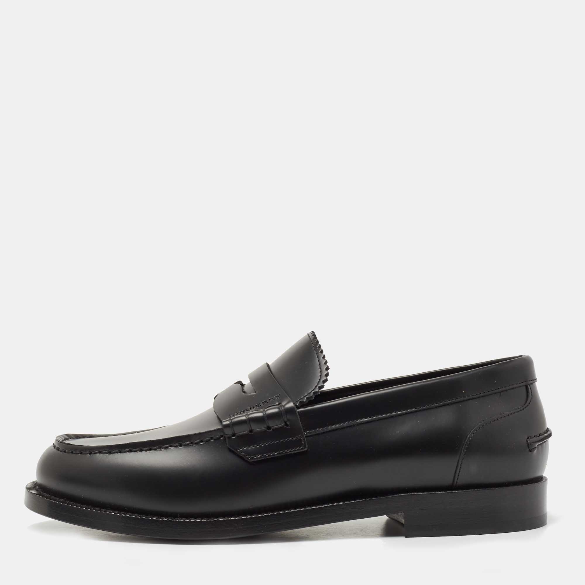 Burberry Black Leather Slip On Loafers Size 39.5 Burberry | The Luxury ...