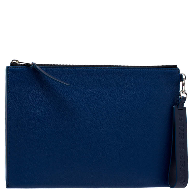 Pre Owned Burberry Blue Leather Document Holder