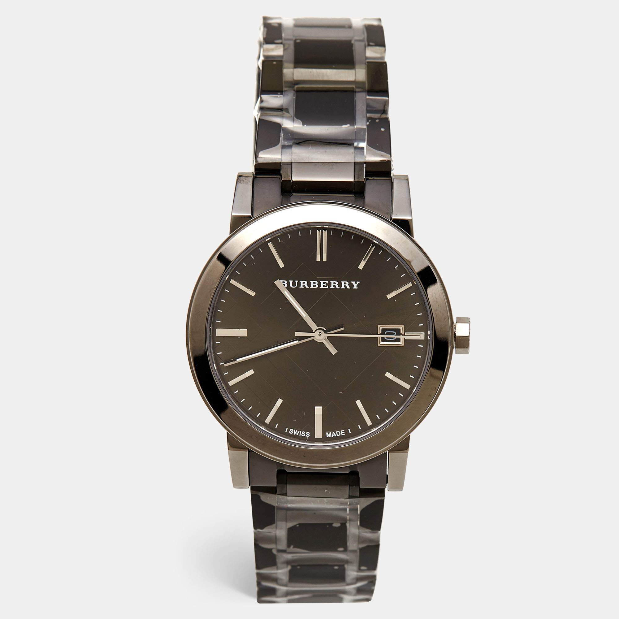 Burberry Grey Ion Plated Stainless Steel The City Bu9007 Men's 