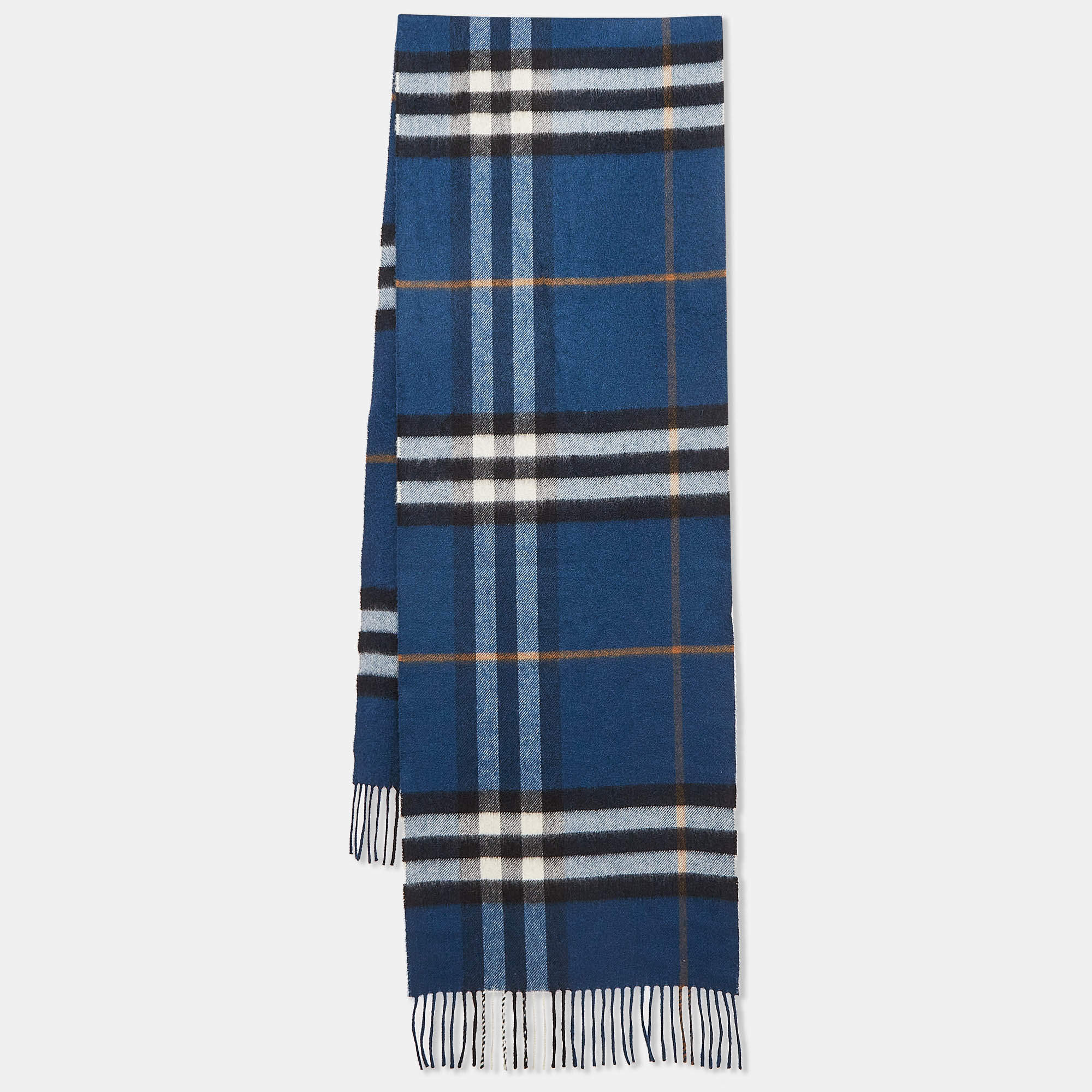 Burberry Blue Checked Cashmere Muffler