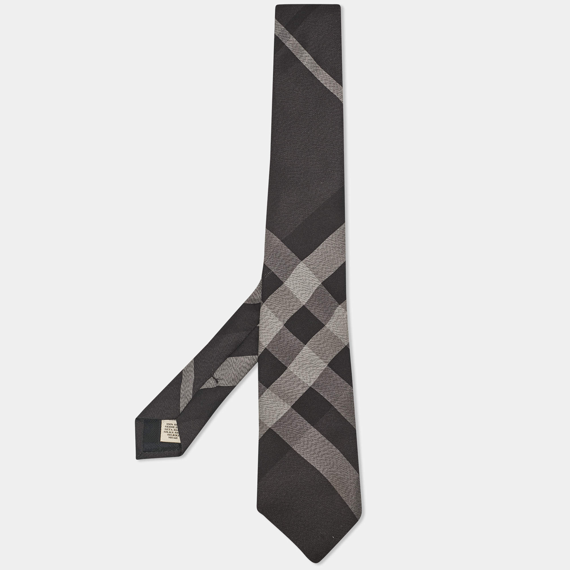 Burberry Grey Nova Check Silk Tie