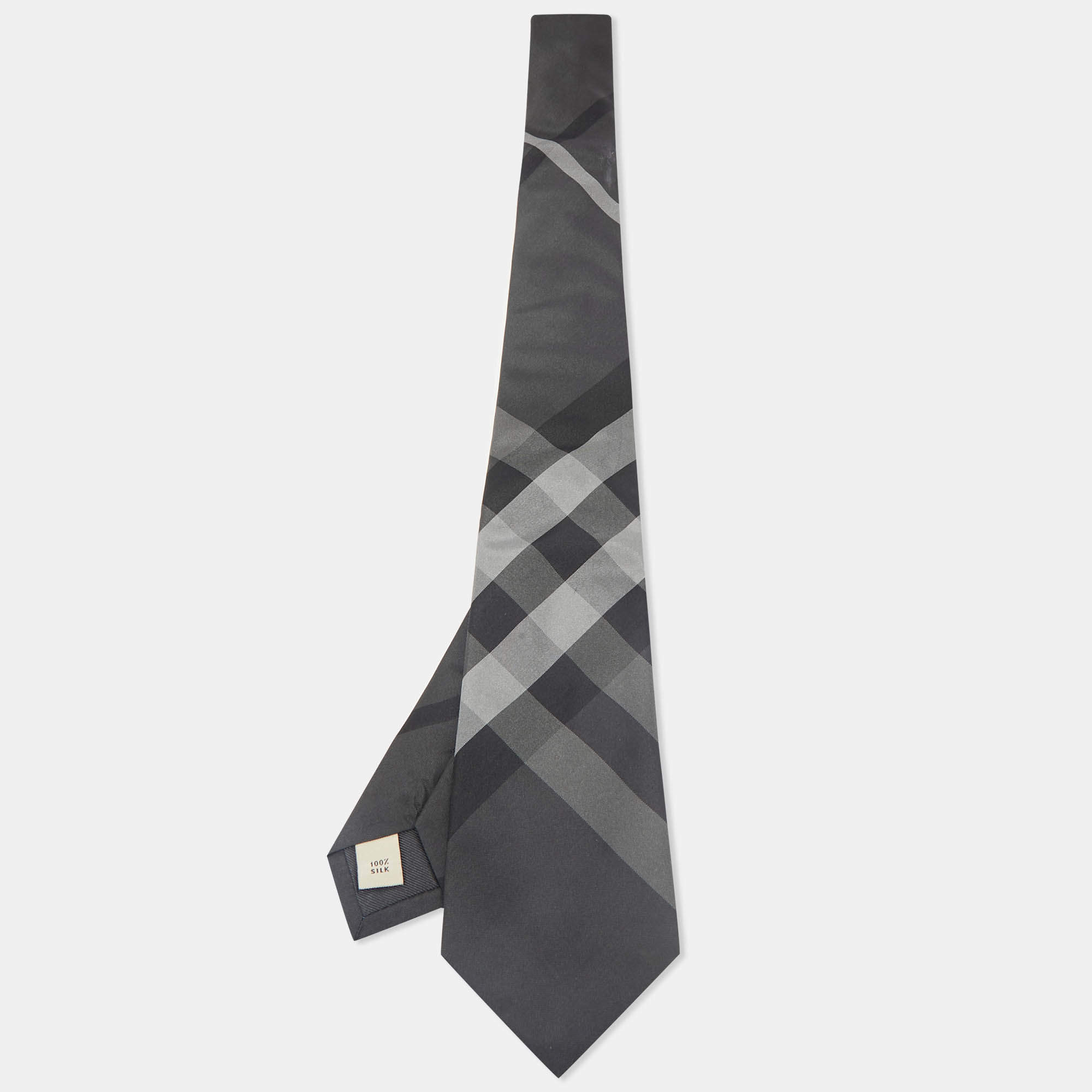 Burberry Grey Novacheck Silk Tie 