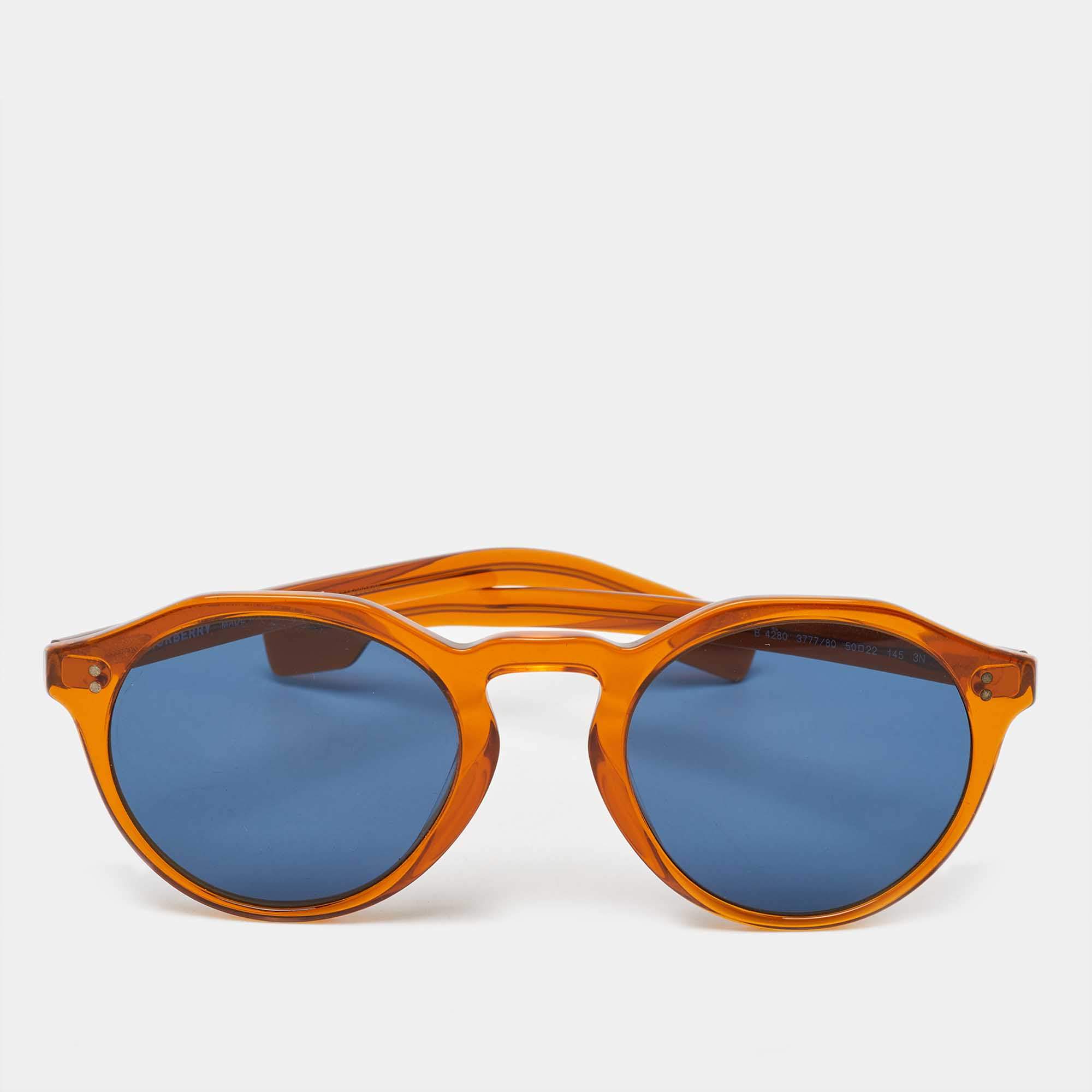 Pre Owned Burberry Brown/Blue B 4280 Frame Round Sunglasses