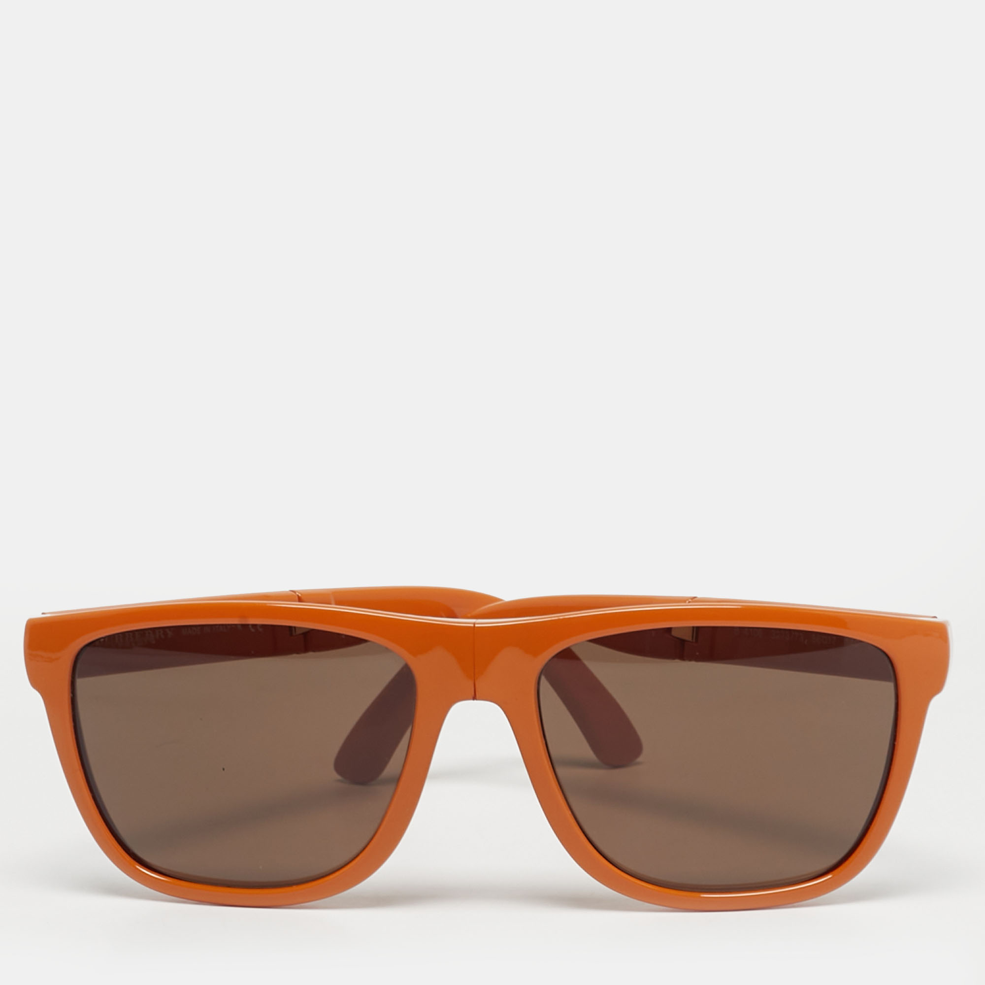 Pre Owned Burberry Orange/Brown B 4106 Folding Square Sunglasses