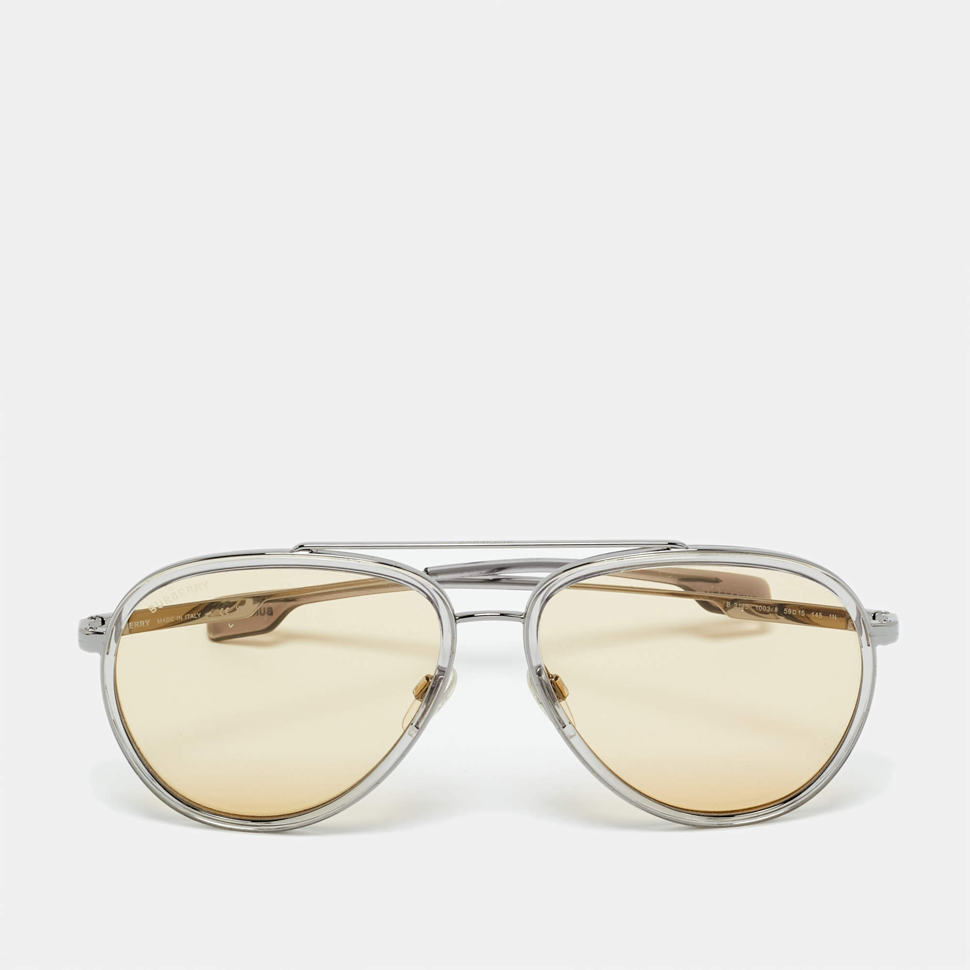 Pre Owned Burberry Yellow B 3125 Oliver Aviator Sunglasses