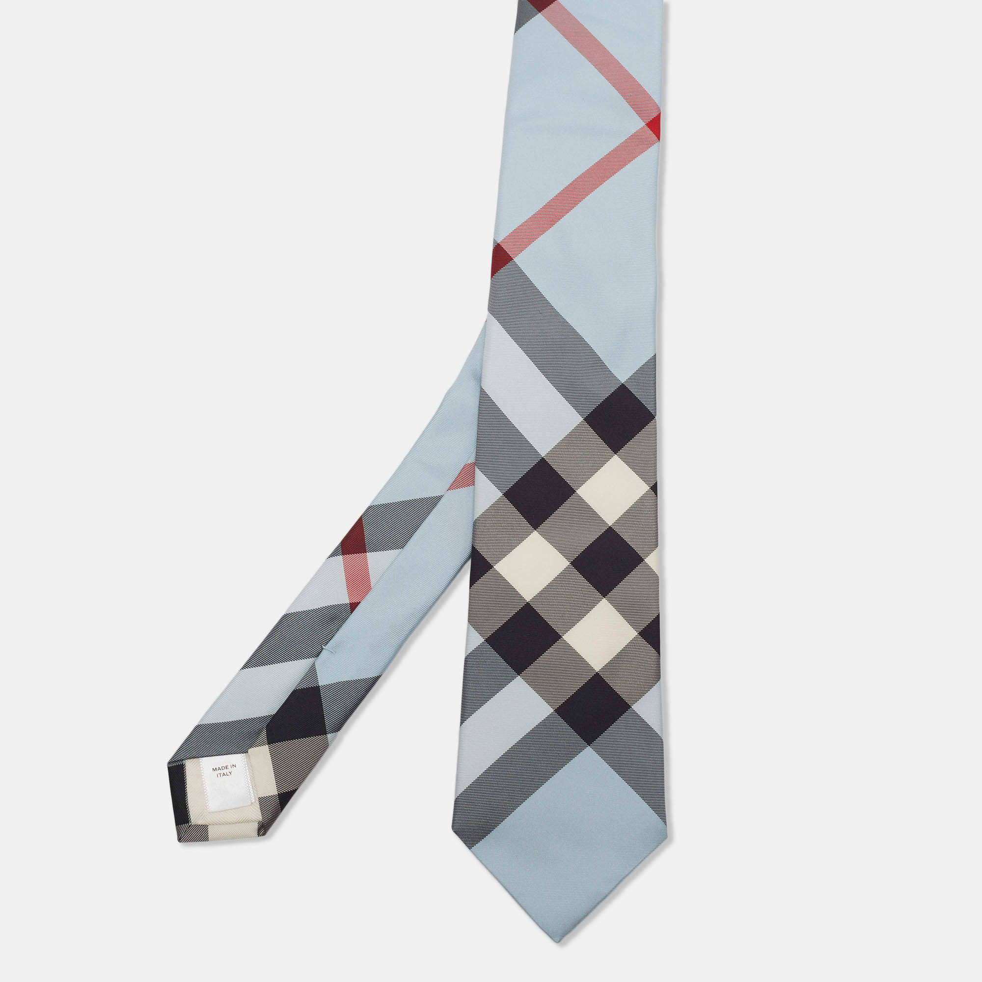 Pre Owned Burberry Blue Manston Check Silk Tie