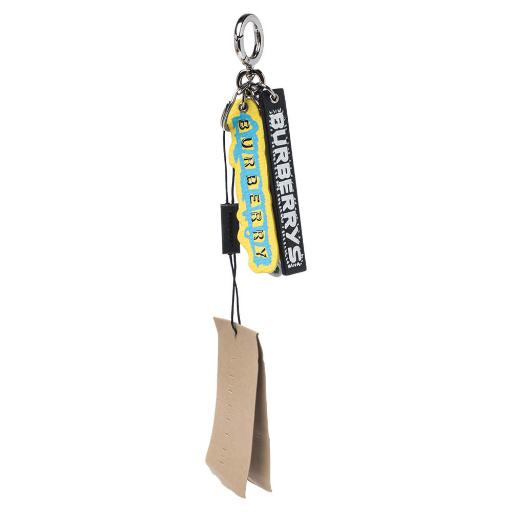 Burberry Multicolor Leather Script Collage Key Charm