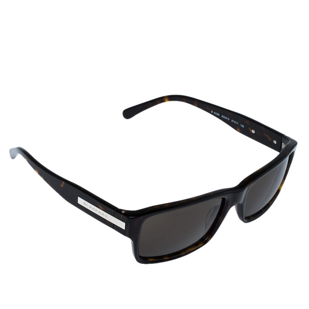 Pre Owned Burberry Dark Havana/ Brown B 4006 Rectangular Sunglasses