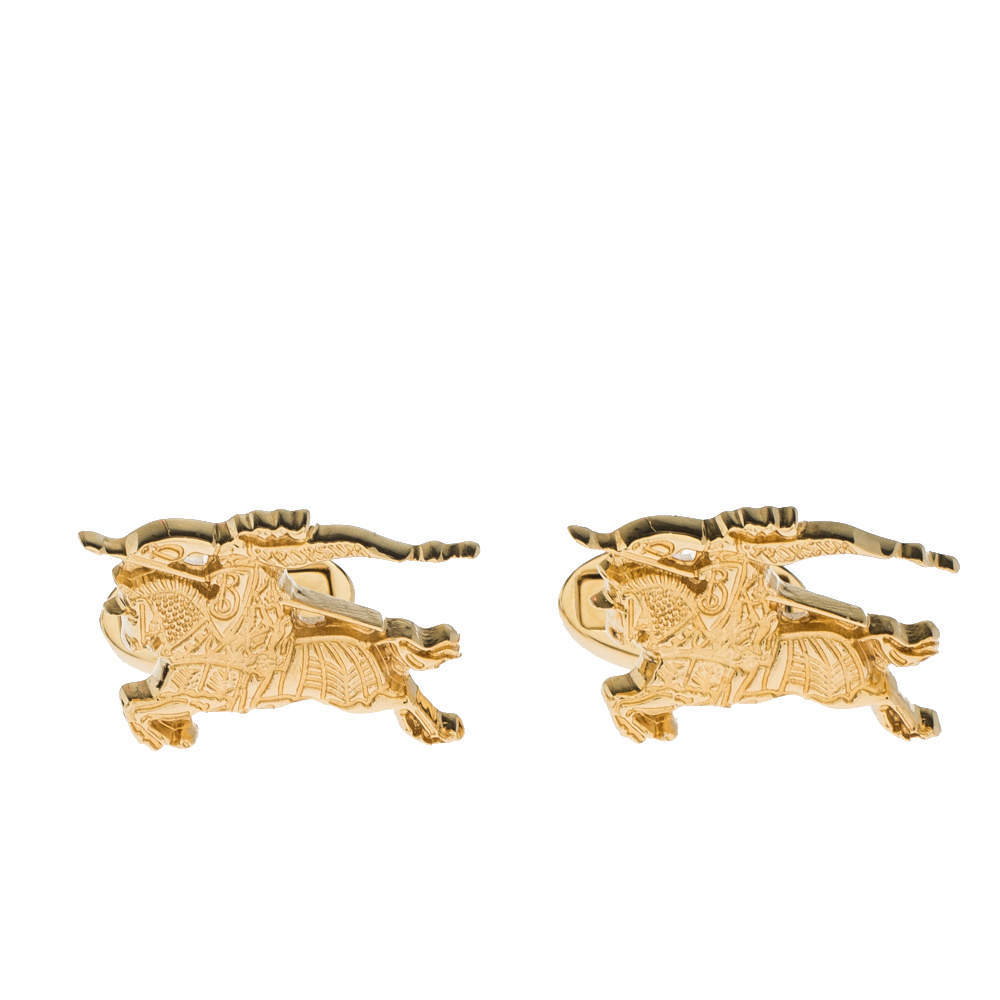 Burberry Equestrian Knight Gold Tone Cufflinks