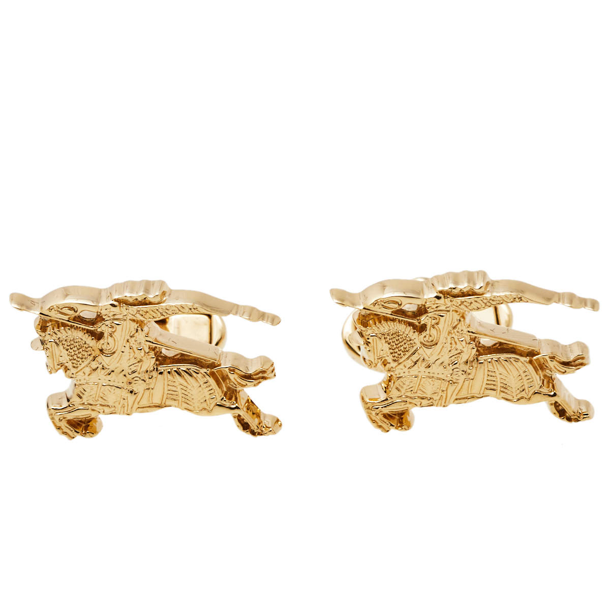 Pre Owned Burberry Gold Tone Equestrian Knight Cufflinks