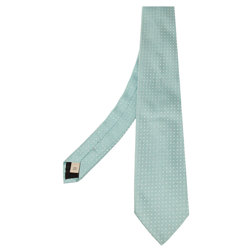 Pre Owned Burberry Pale Blue Jacquard Silk Tie