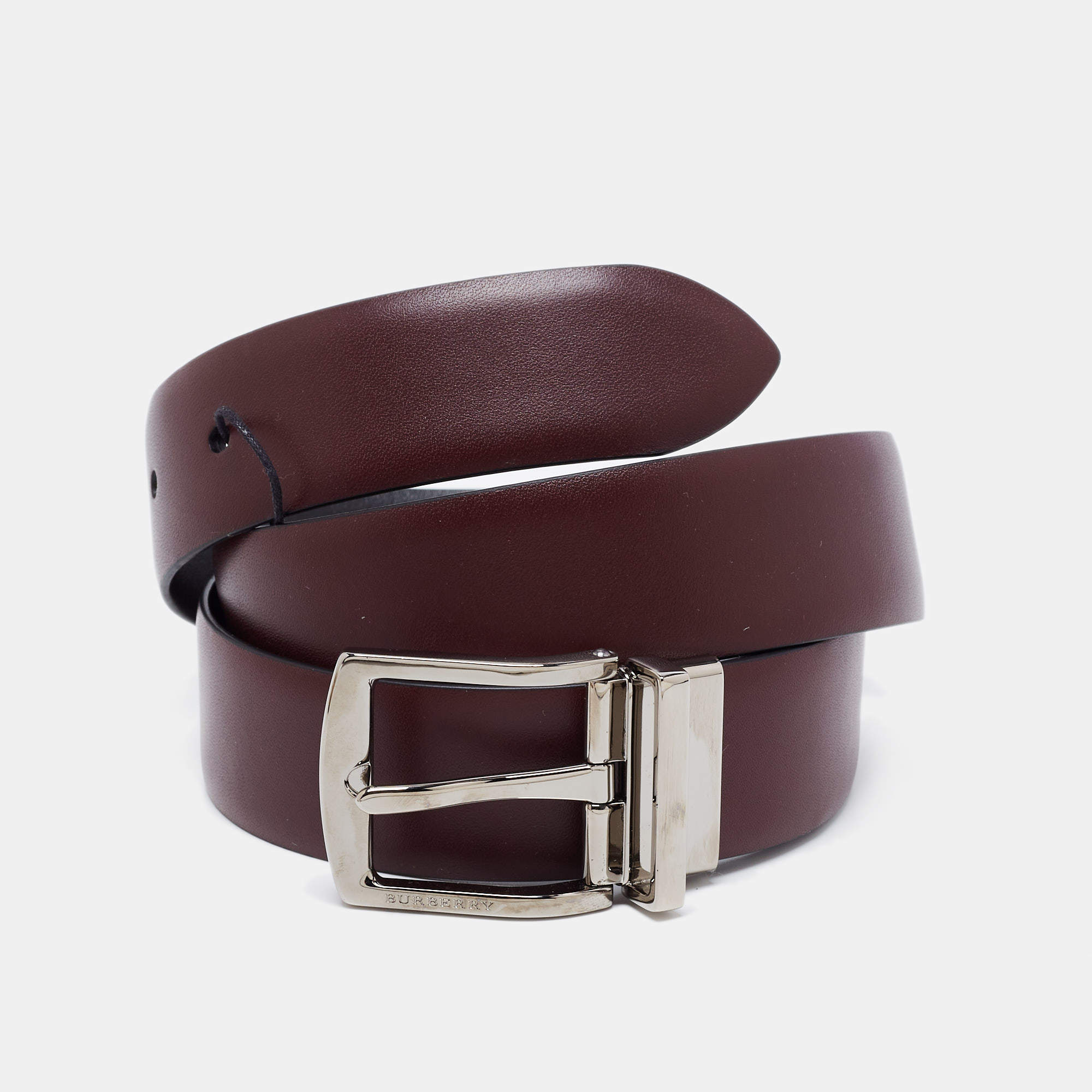 Burgundy burberry belt best sale