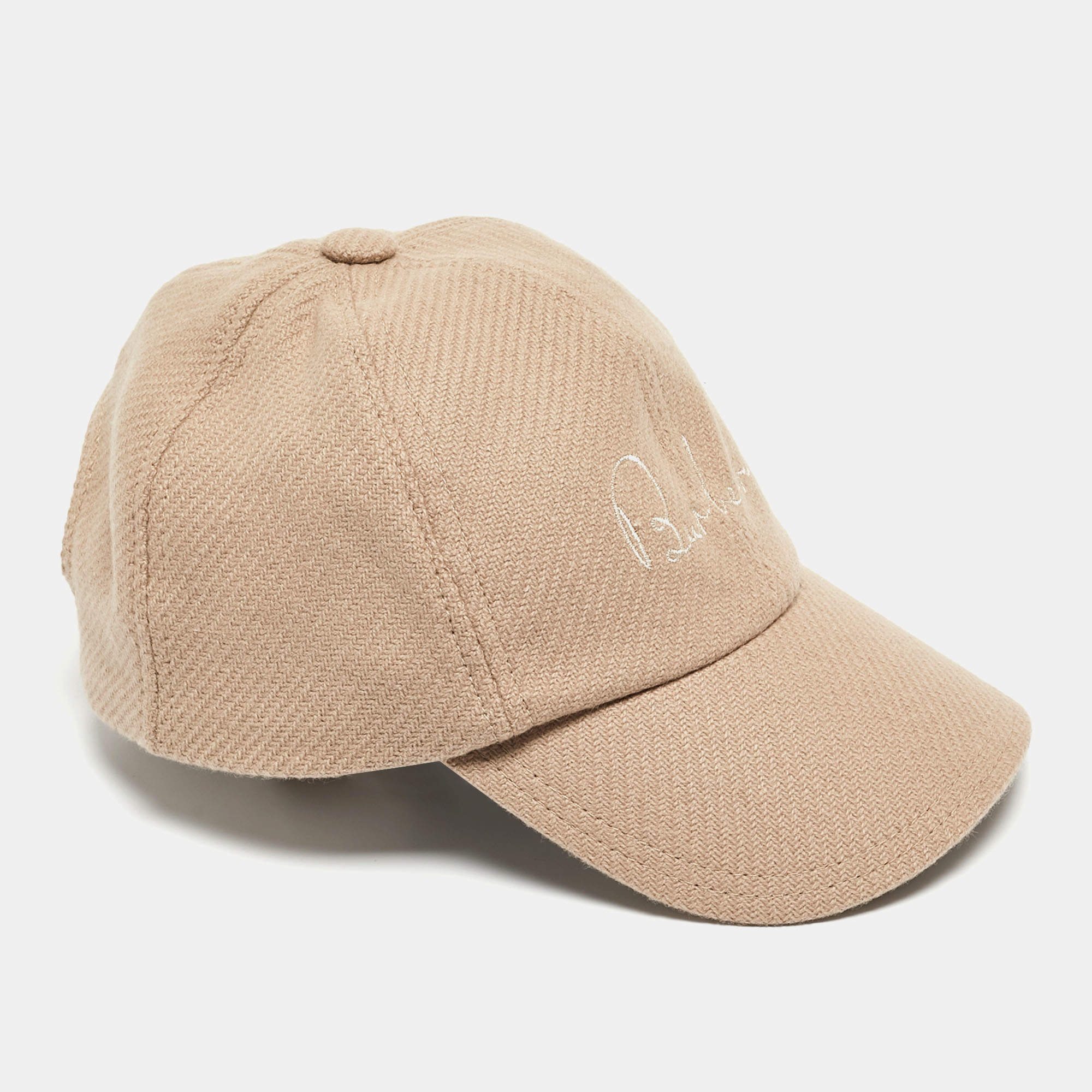 Burberry Beige Logo Embroidered Wool & Cashmere Baseball Cap One Size