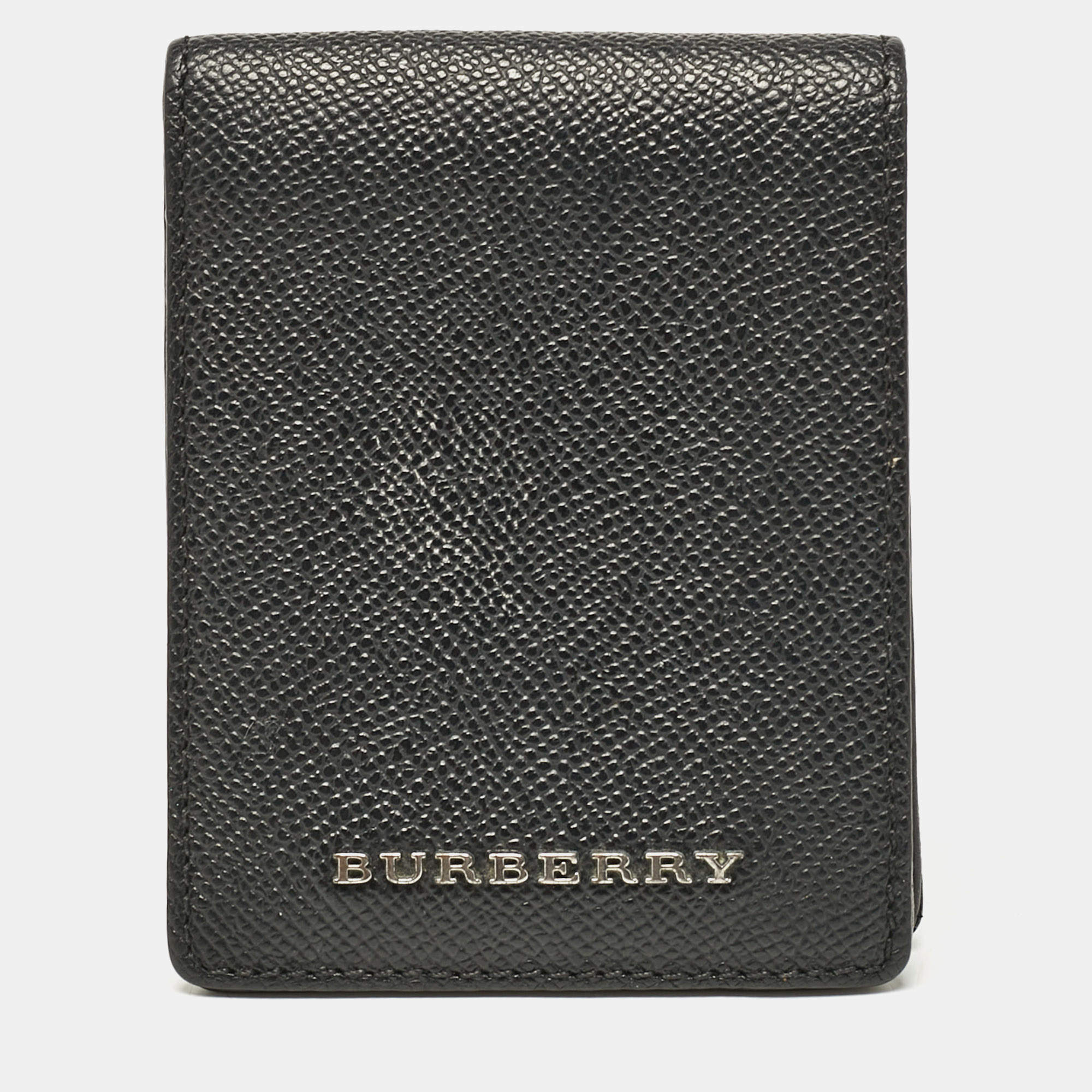 Burberry Black Grained Leather Bifold Wallet