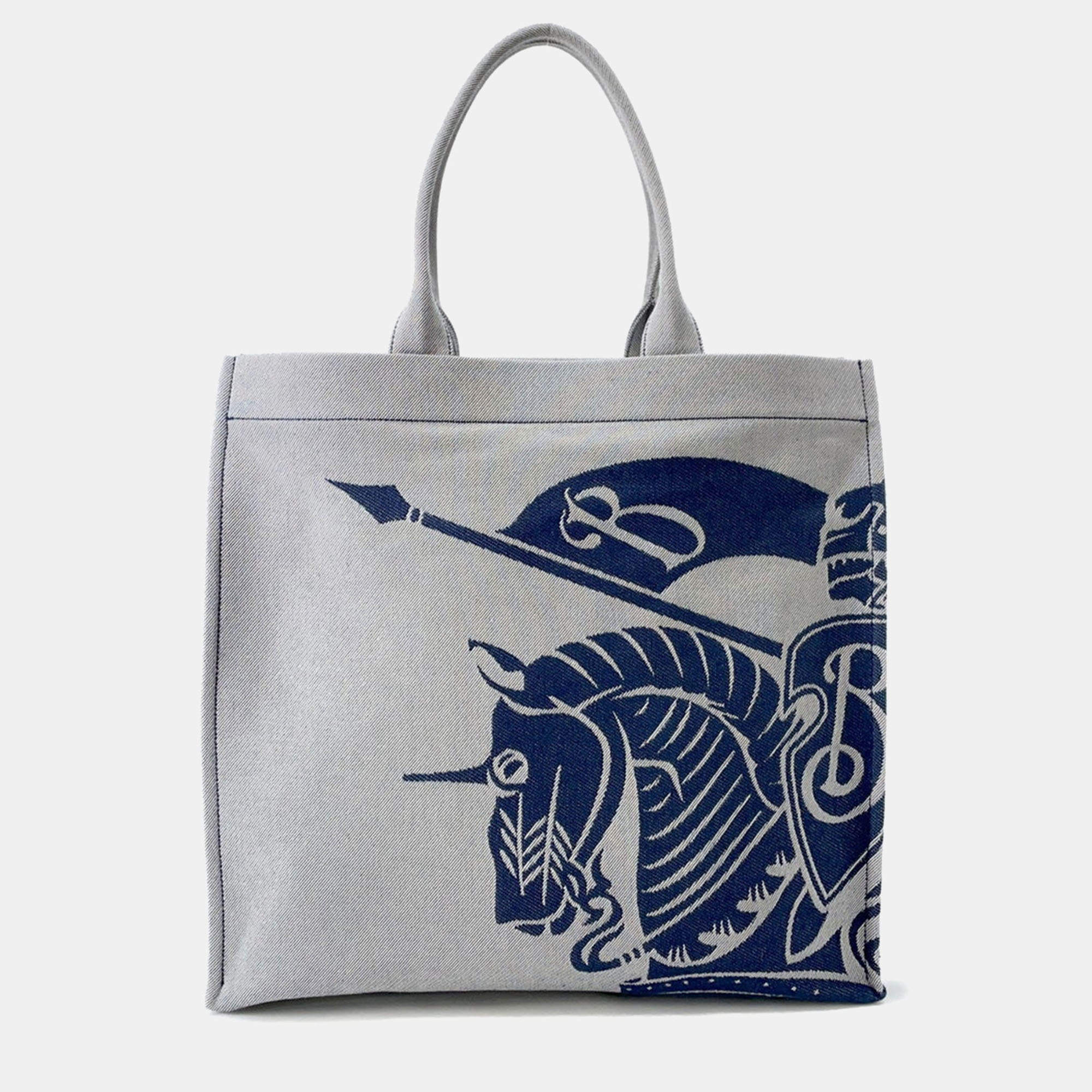 مملوكة مسبقًا Burberry Ekd Square Tote Night Canvas