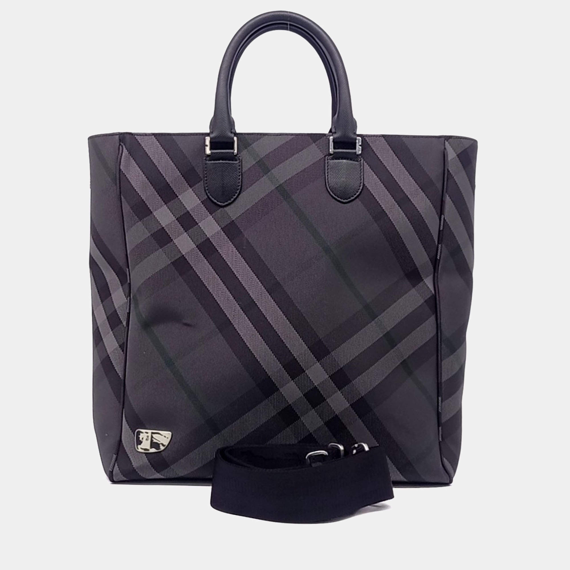Pre Owned Burberry Black Jacquard tote and shoulder bag