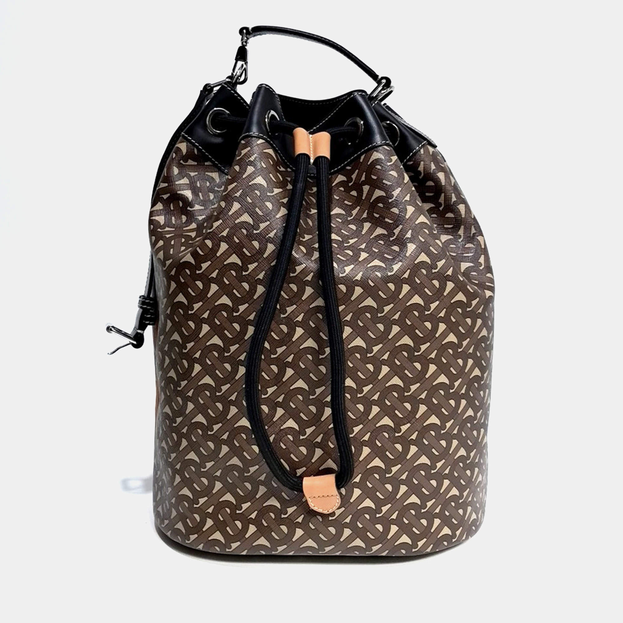 مملوكة مسبقًا Burberry Brown Multicolor PVC Drawstring bucket bag