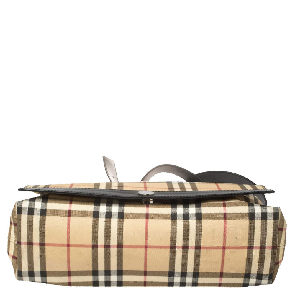 Burberry Black/Brown Check Coated Canvas Messenger Bag - Yoogi's Closet