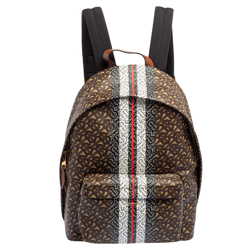 Burberry Multicolor TB-Print Coated Canvas and Leather Backpack