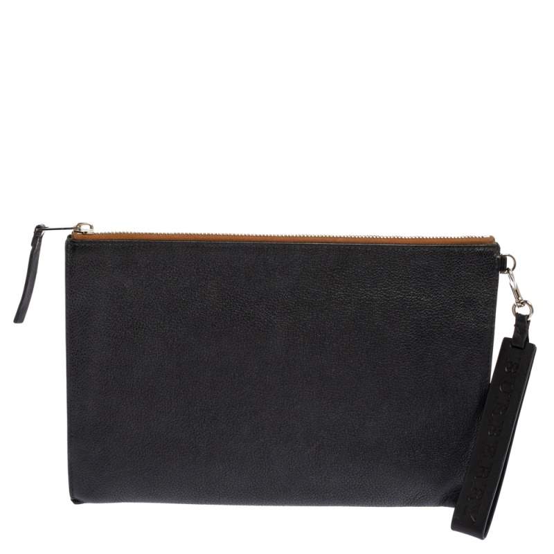Burberry Black Leather Edin Zip Pouch