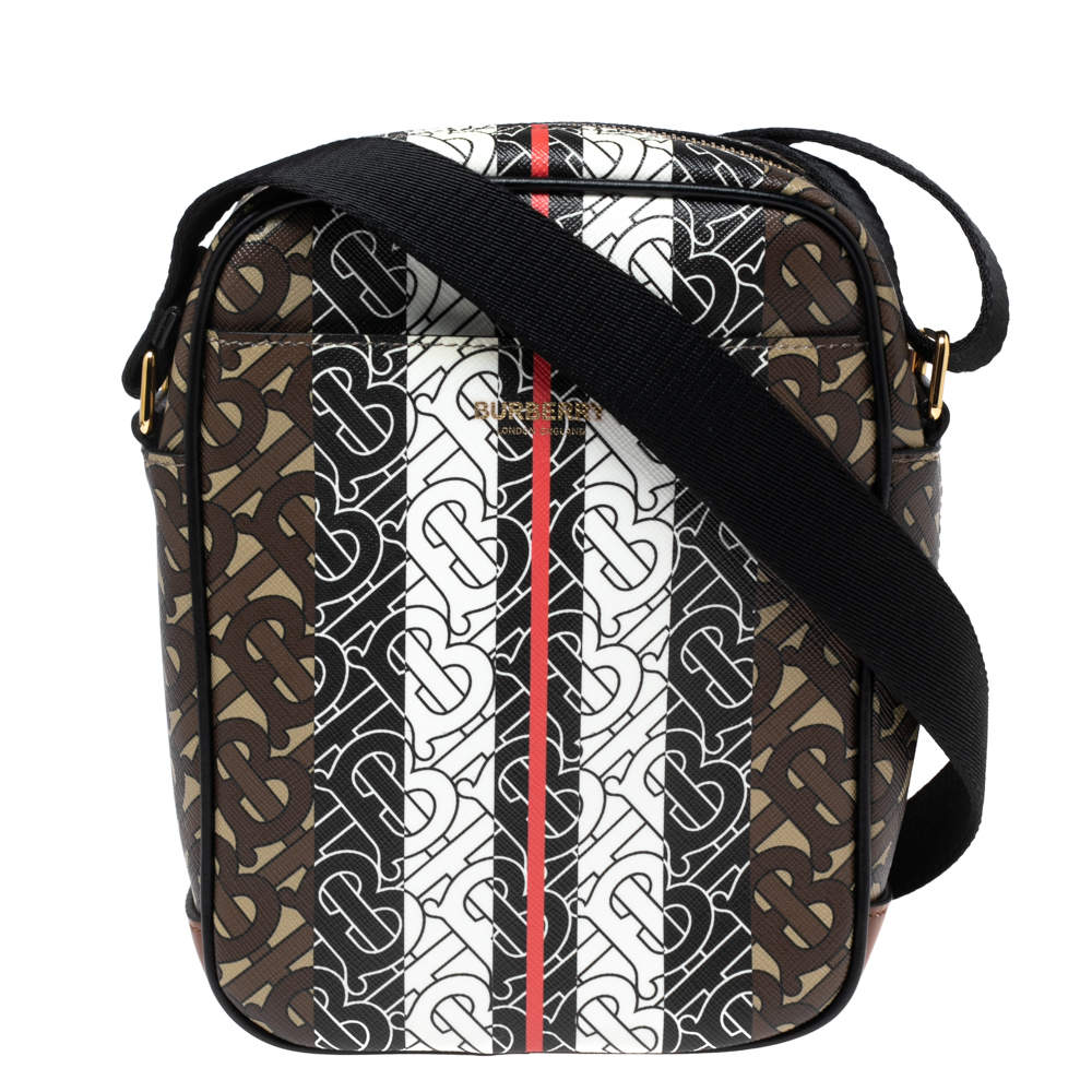 Burberry Brown TB Monogram Coated Canvas and Leather Thornton Messenger Bag