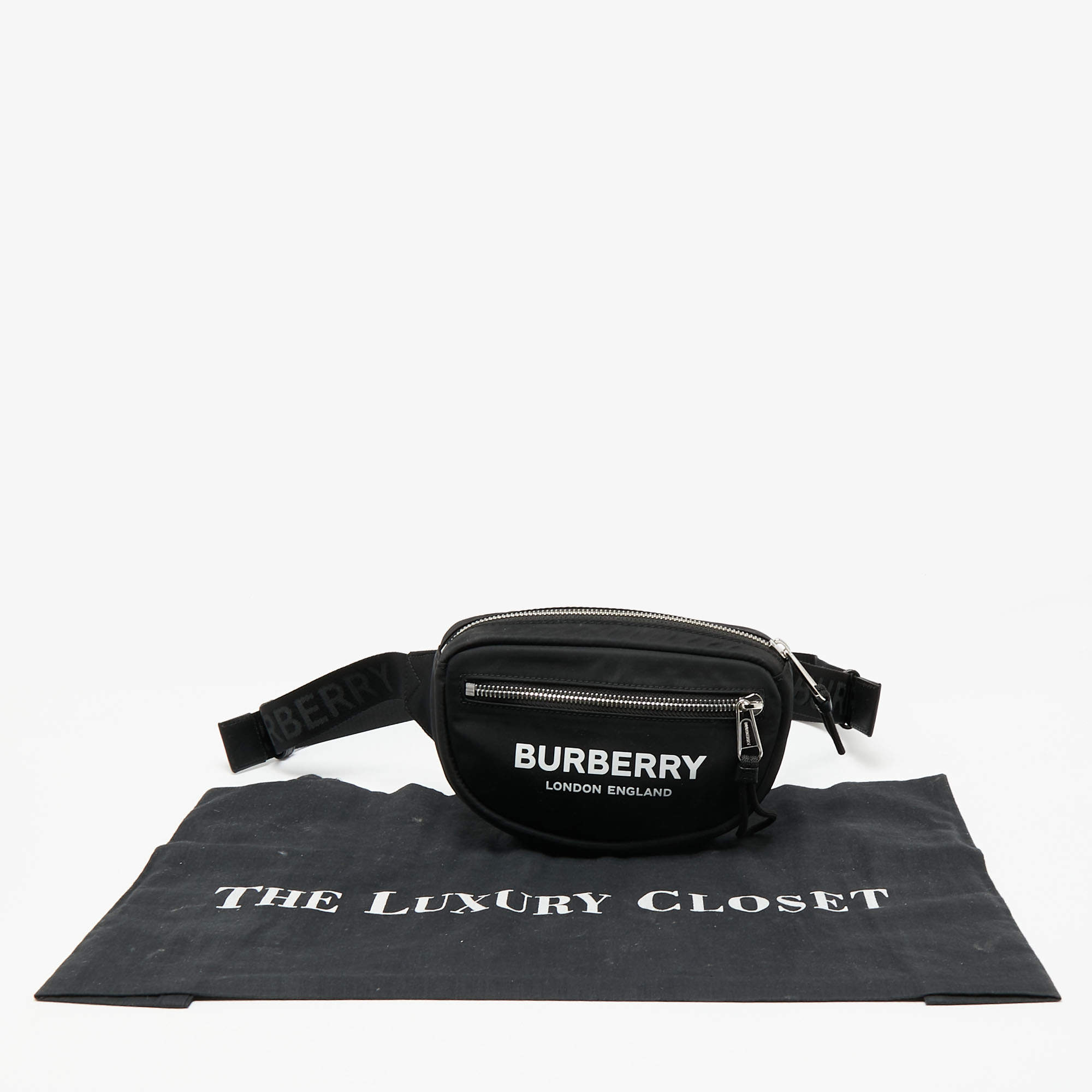 Burberry Black & White Nylon Cannon Belt Bag QKA00121KB000