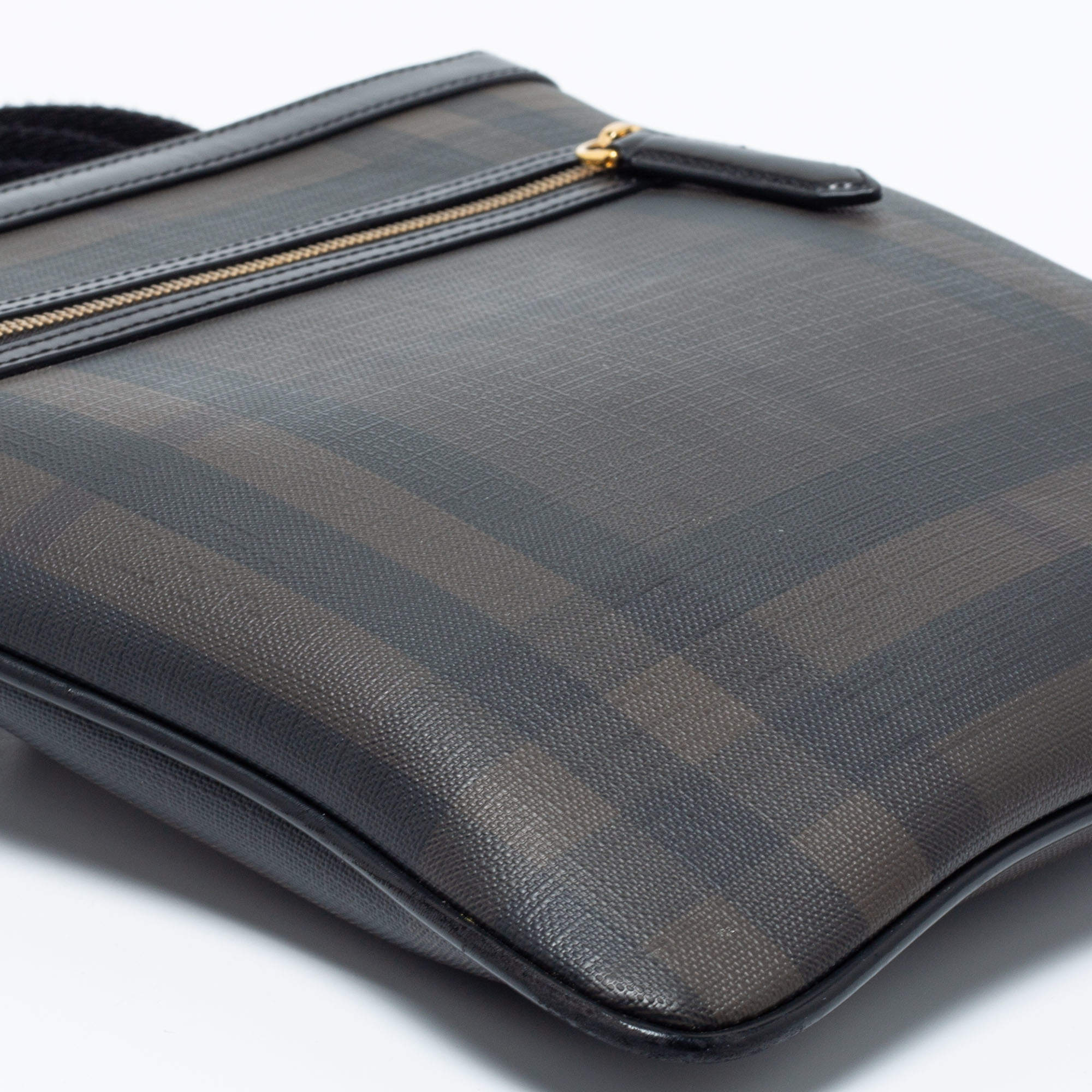 Burberry Navy Blue/Black London Check Coated Canvas Beckley Slim