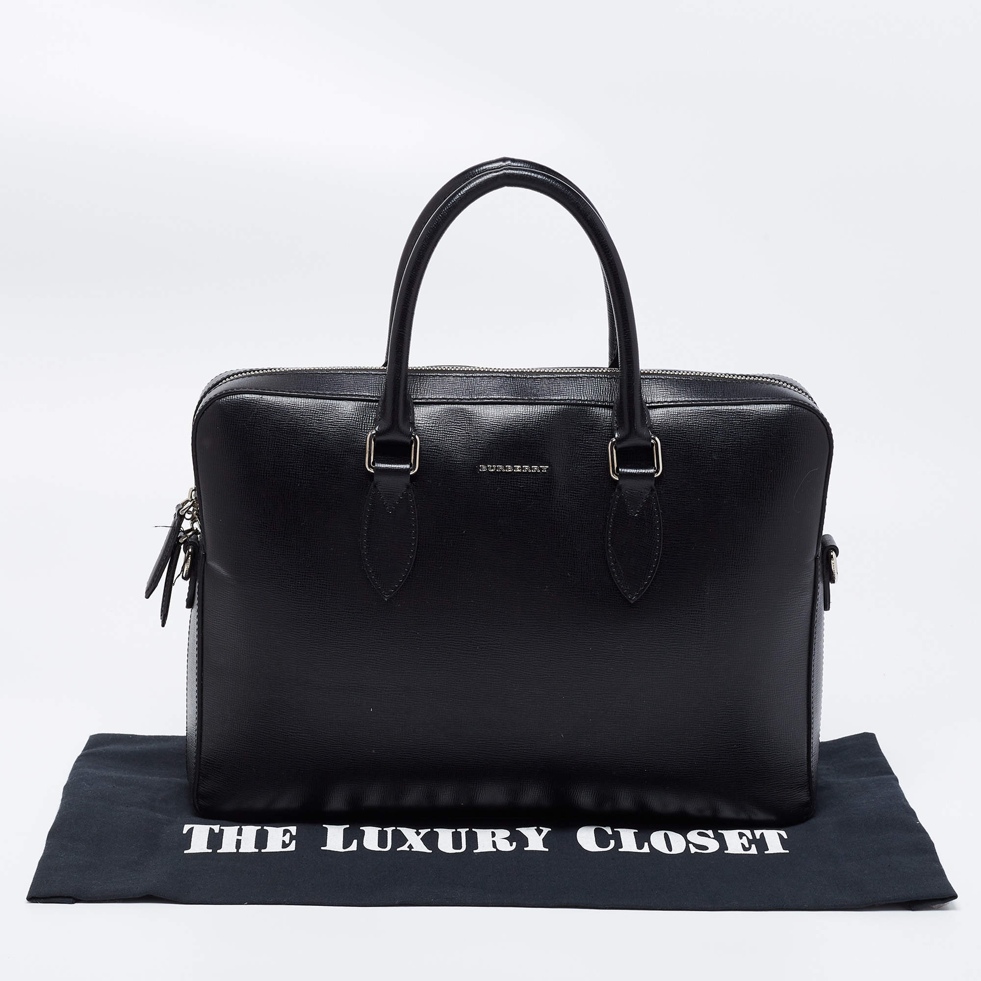 Burberry Black Leather Briefcase Bag