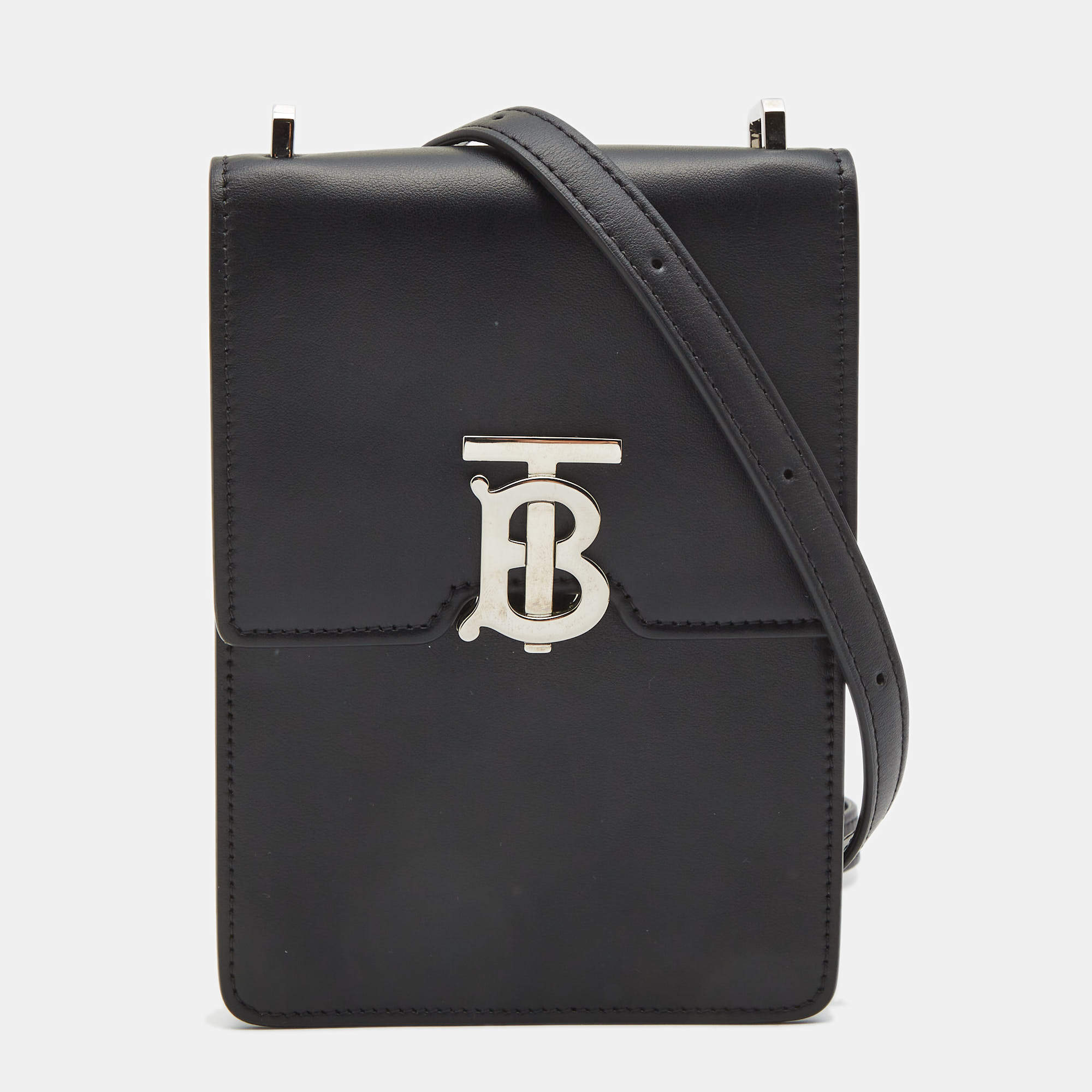 Pre Owned Burberry Black Leather Robin Crossbody Bag