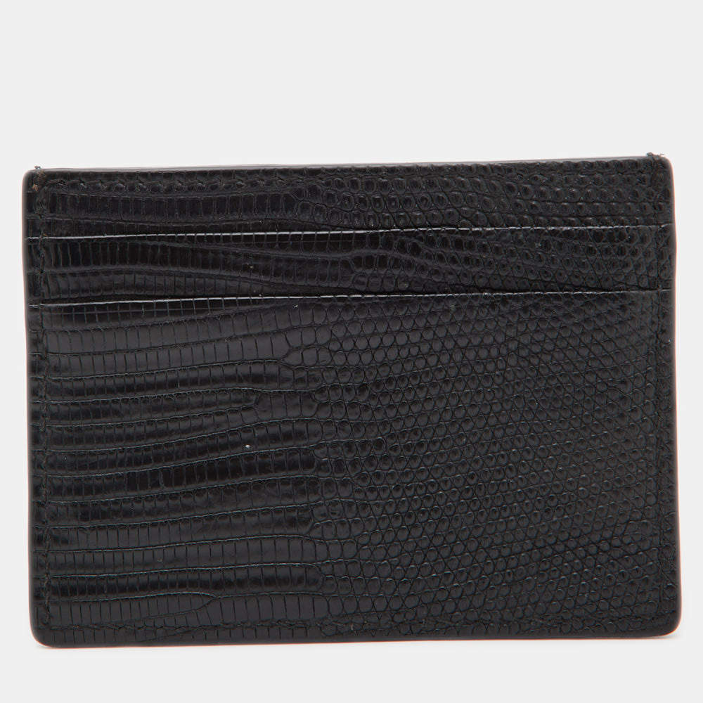Pre Owned Burberry Black Lizard Card Holder
