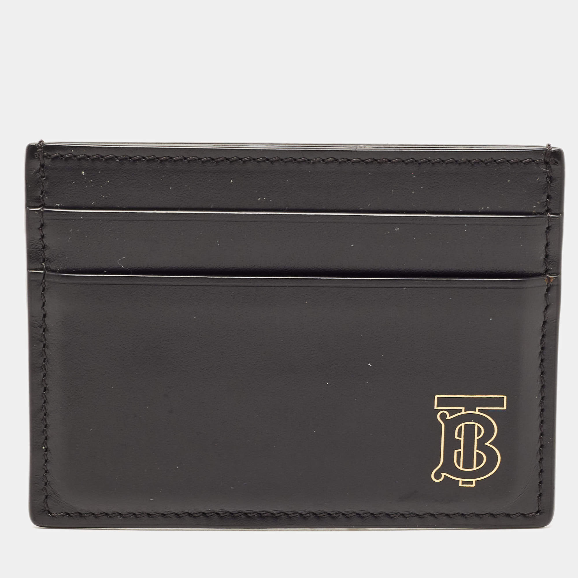 Burberry Black TB Logo Leather Card Holder