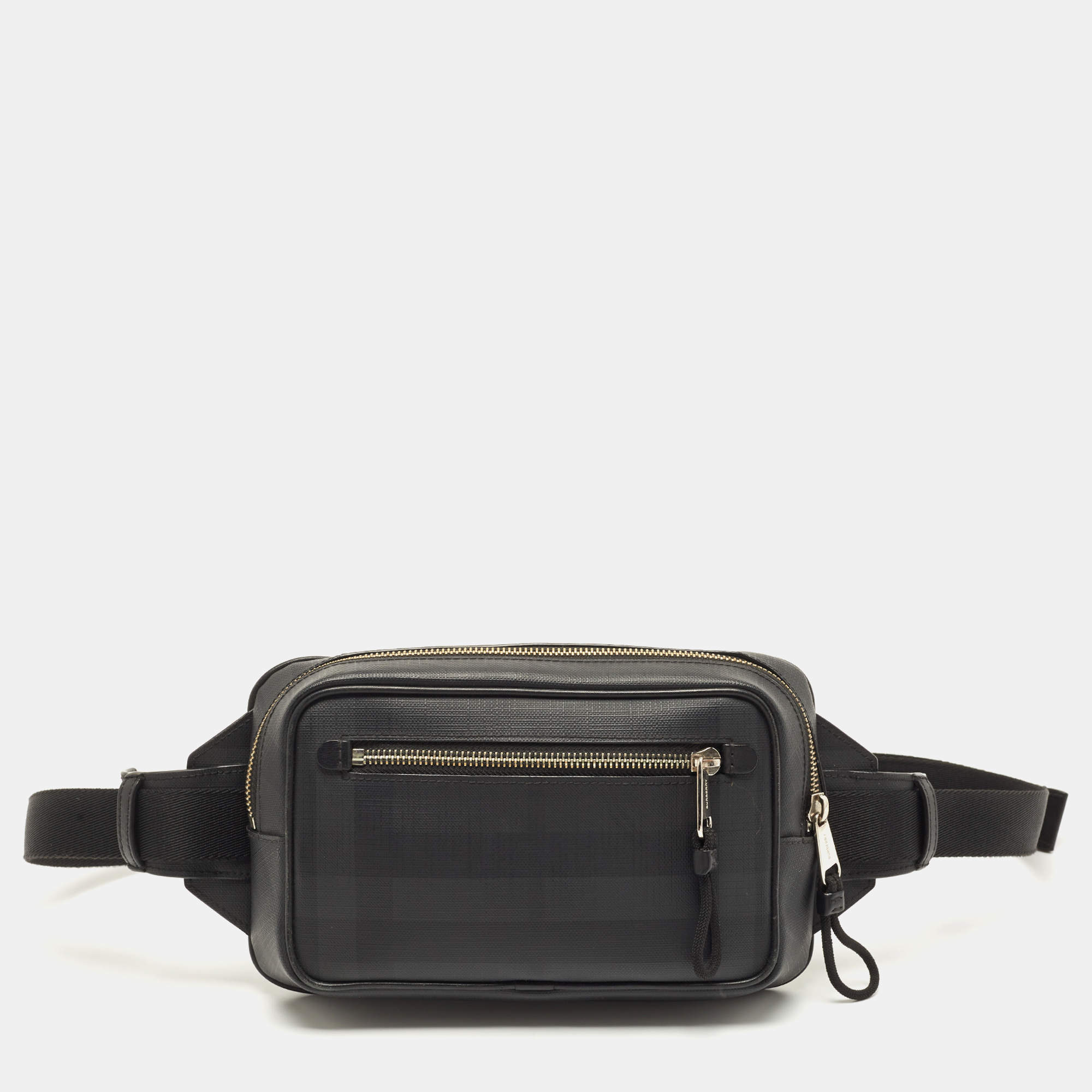 Burberry Black Check Coated Canvas Belt Bag