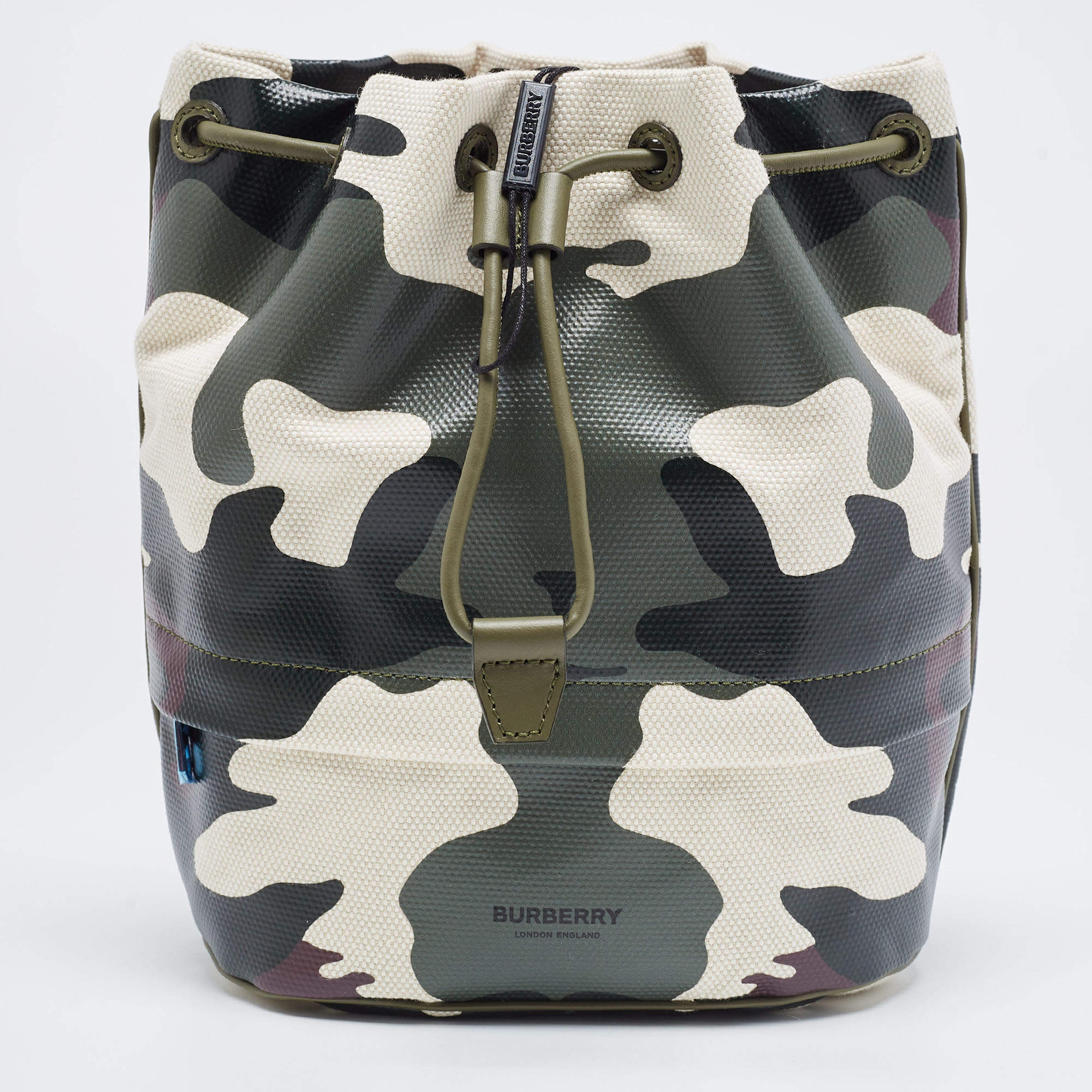 Burberry Green Camouflage Coated and Canvas Phoebe Drawstring Pouch