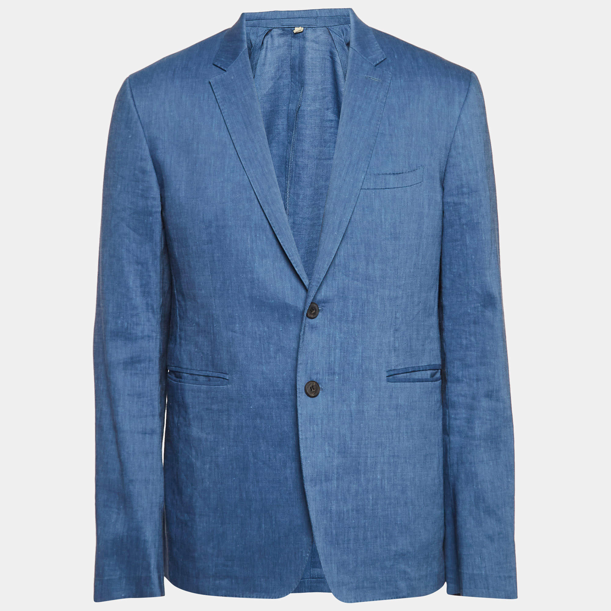 Burberry Blue Linen & Wool Tailored Blazer XL