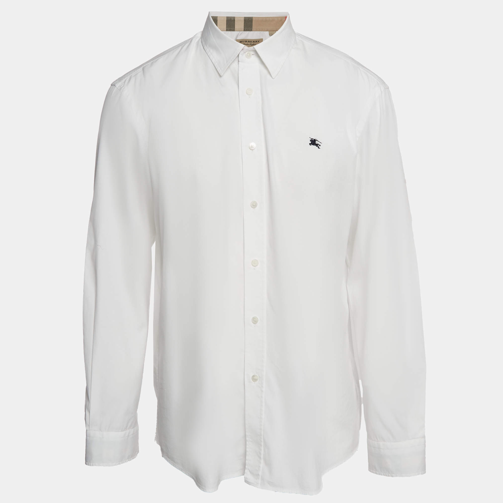 Burberry White Poplin Button Front Shirt XXL