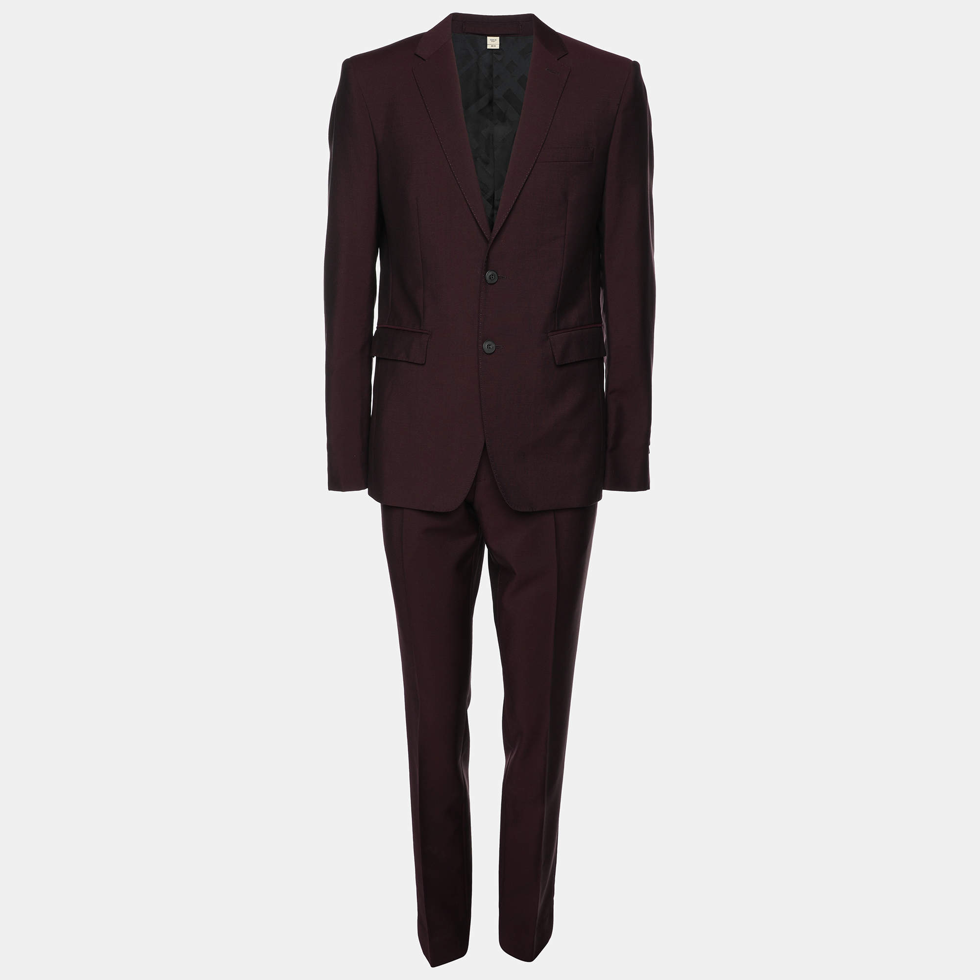 Burberry Burgundy Wool Blend Suit M