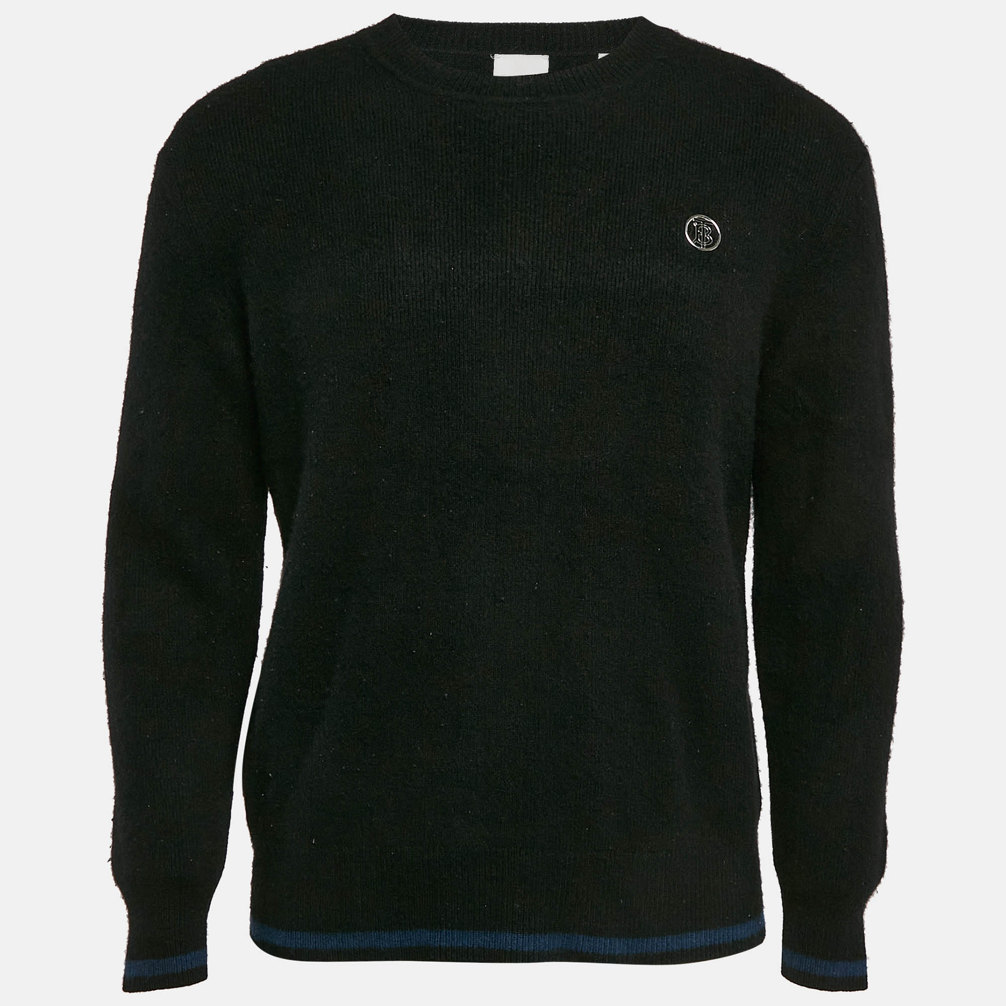 Burberry Black Monogram Motif Cashmere & Cotton Knit Sweater S