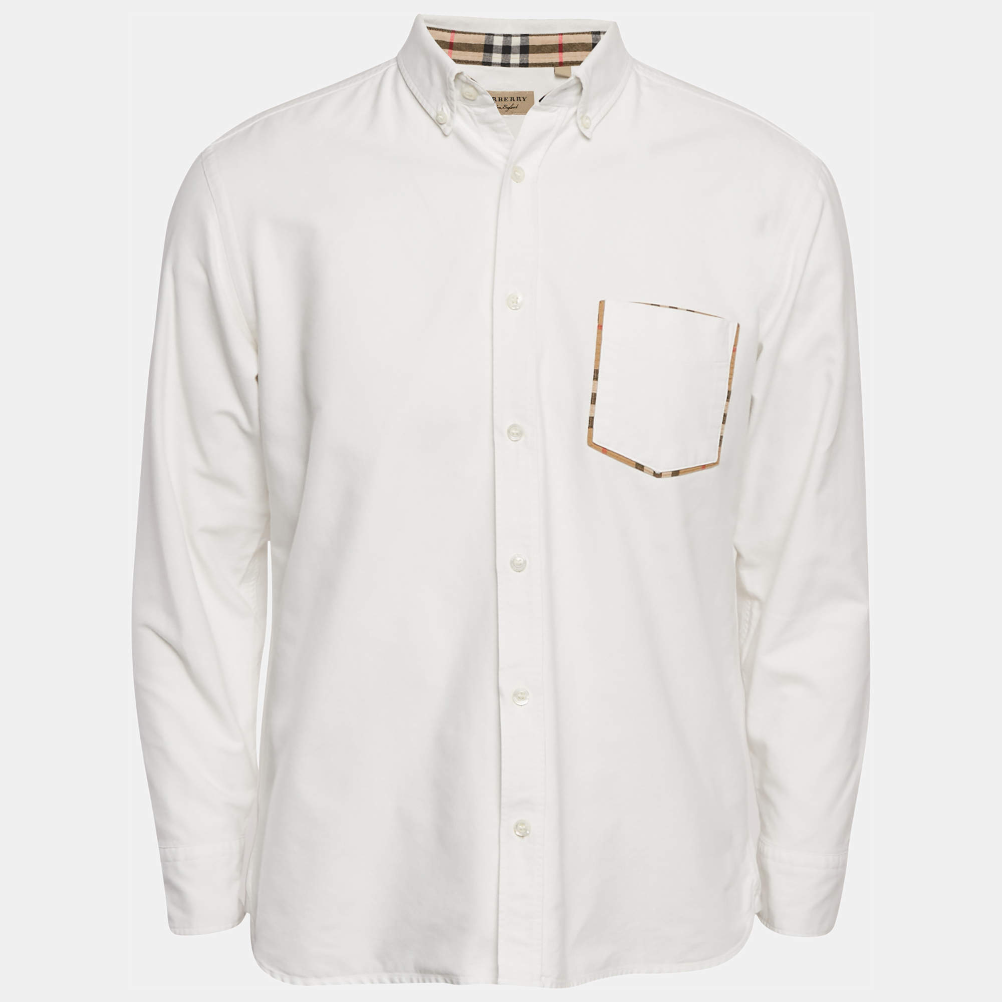 Burberry White Cotton Button Down Shirt L